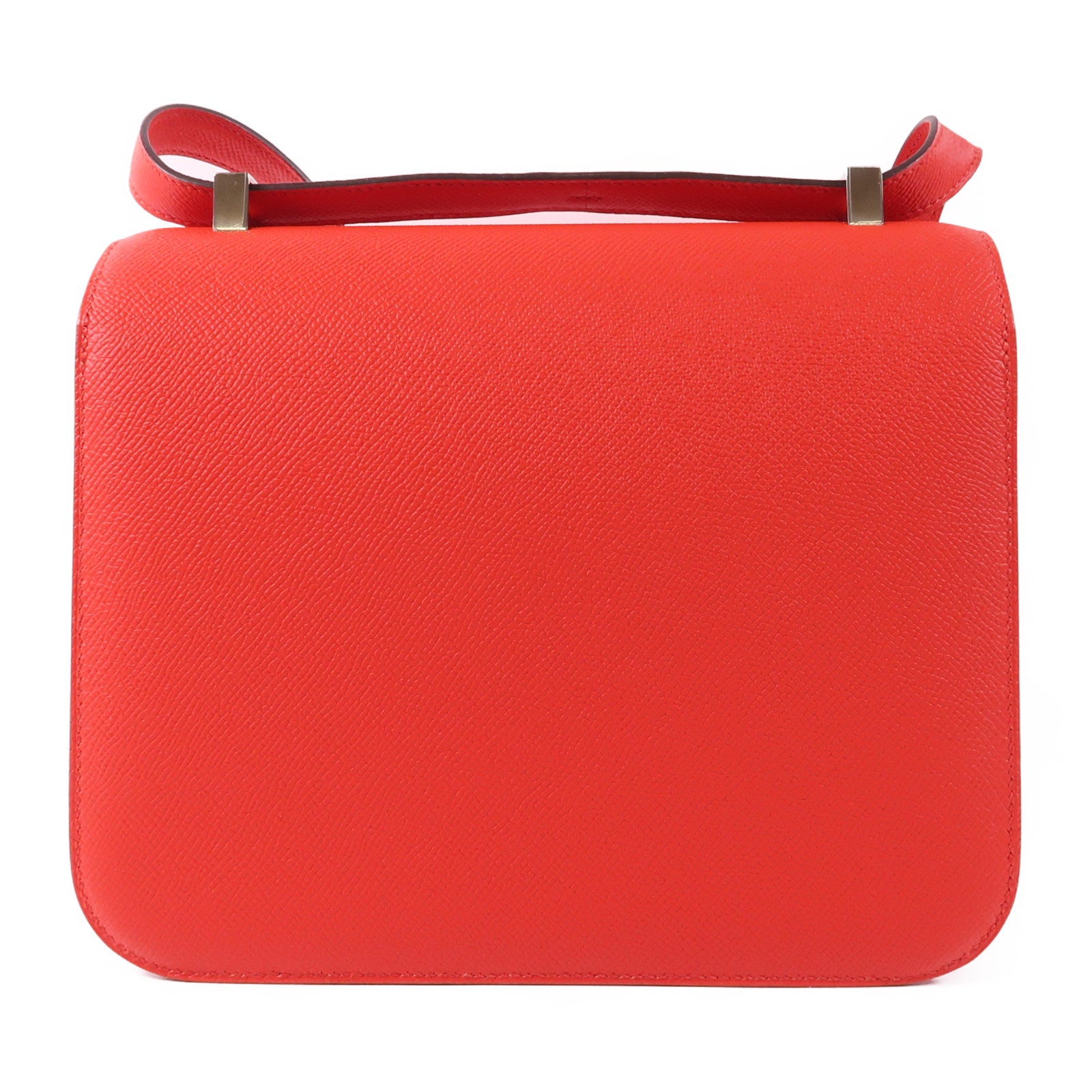 HERMES Epsom皮革Constance 24銀扣肩背袋S3 Rouge de coeur
