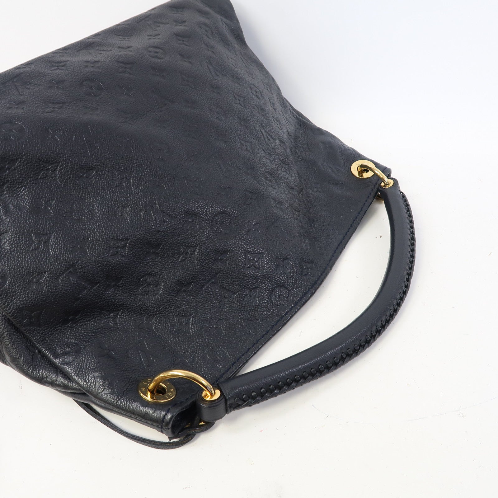 LOUIS VUITTON Monogram Empreinte Artsy MM金扣肩背袋深藍色