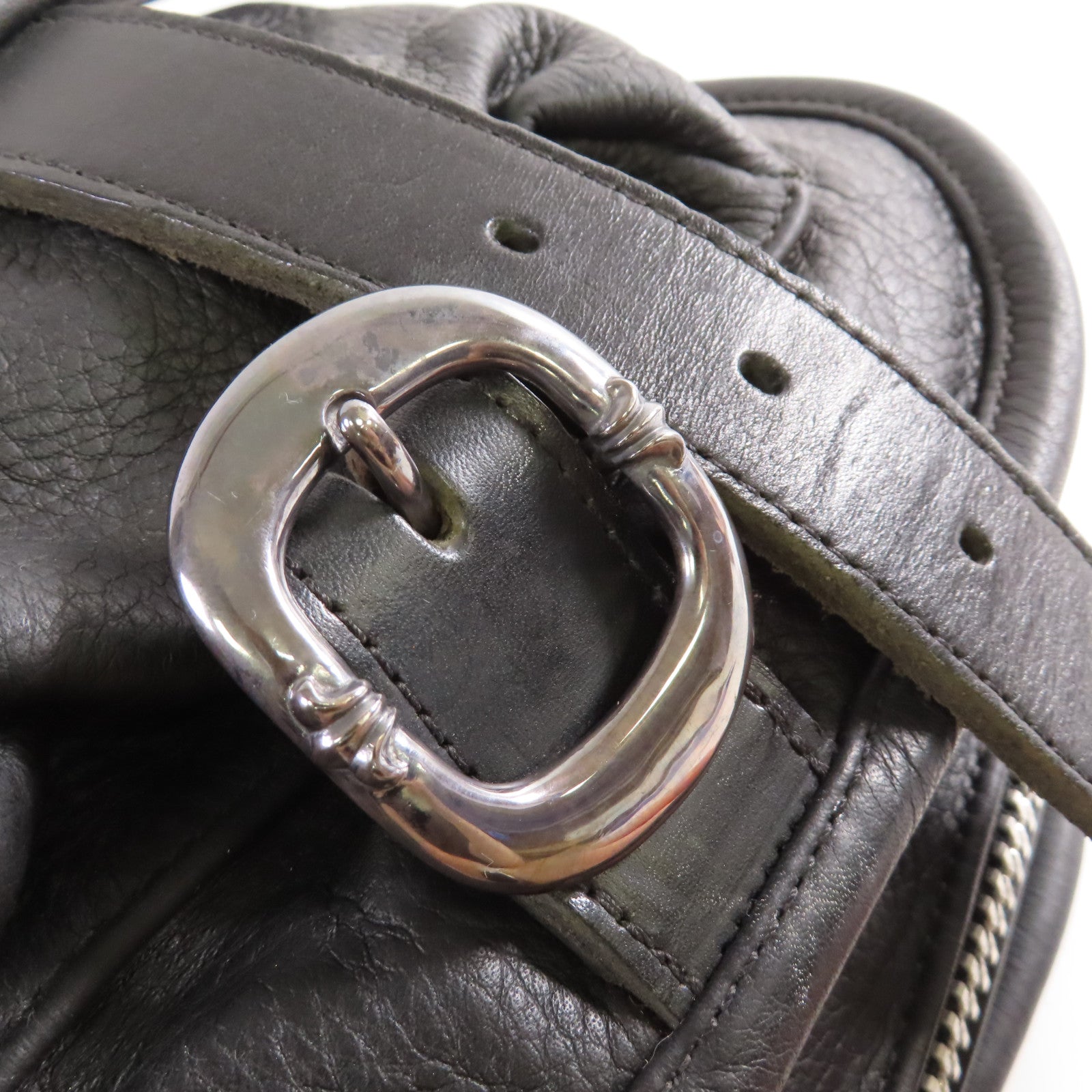 CHROME HEARTS 牛皮皮革Shoulder Bag銀扣肩背袋黑色