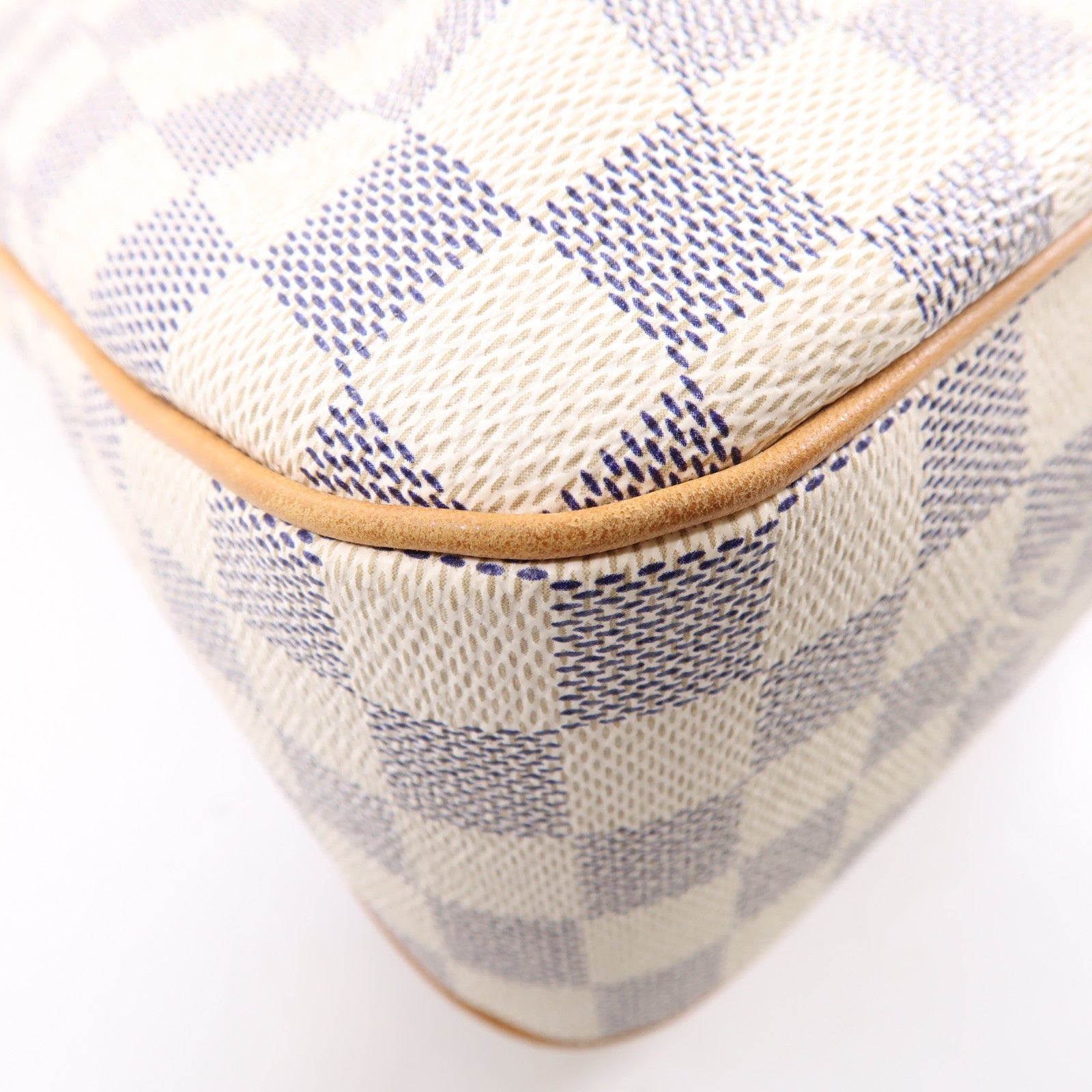 LOUIS VUITTON Damier Azur Siracusa金扣肩背袋白色