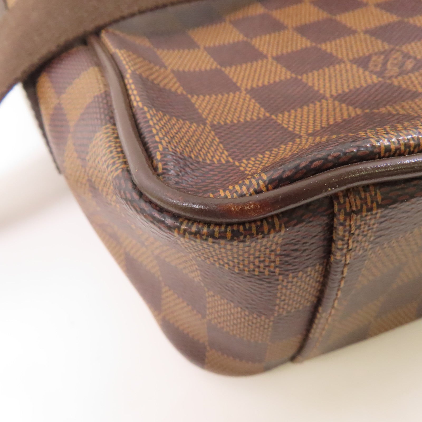 LOUIS VUITTON Damier Shelton MM金扣肩背袋棕色