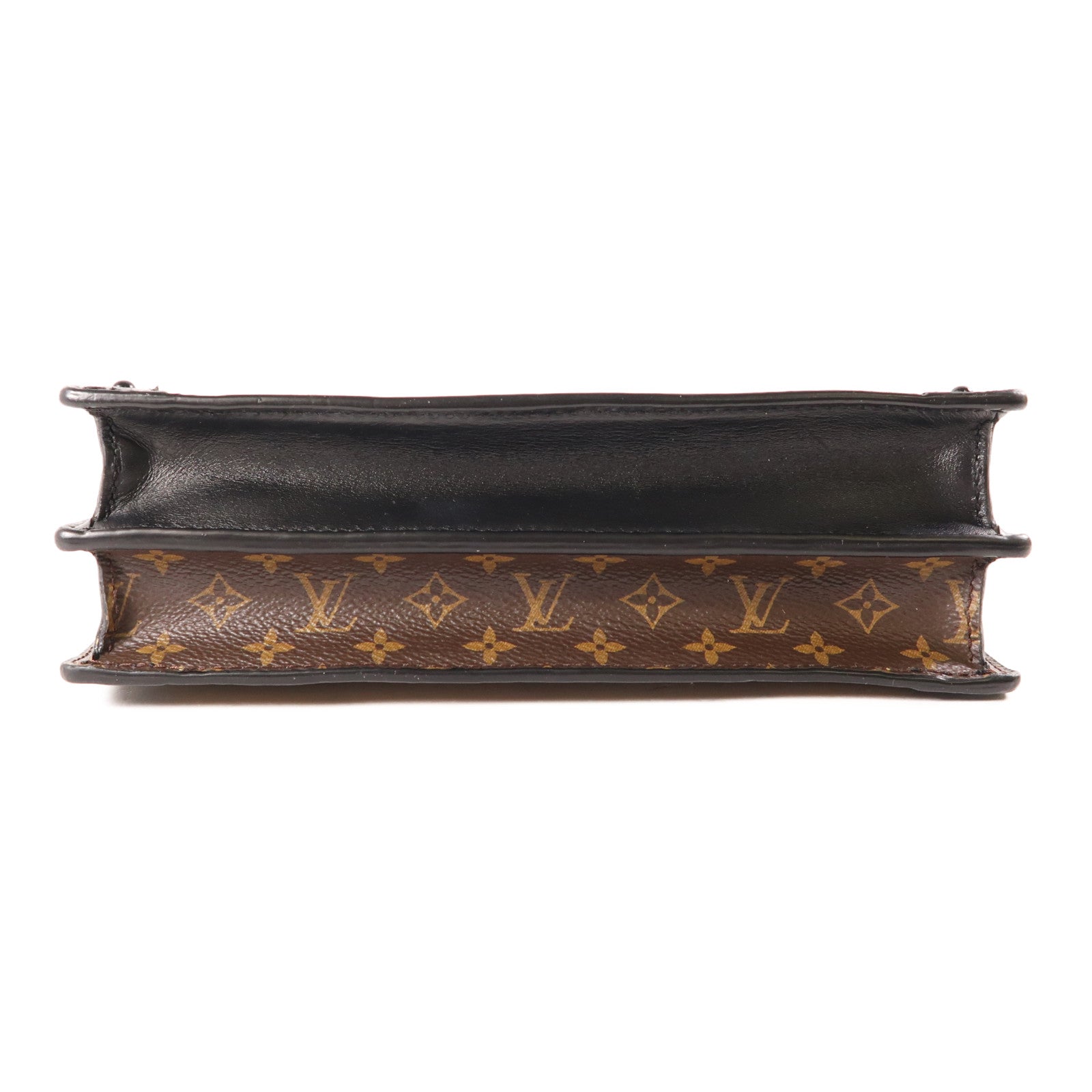 LOUIS VUITTON Monogram Reverse Trunk Clutch金扣肩背袋棕色