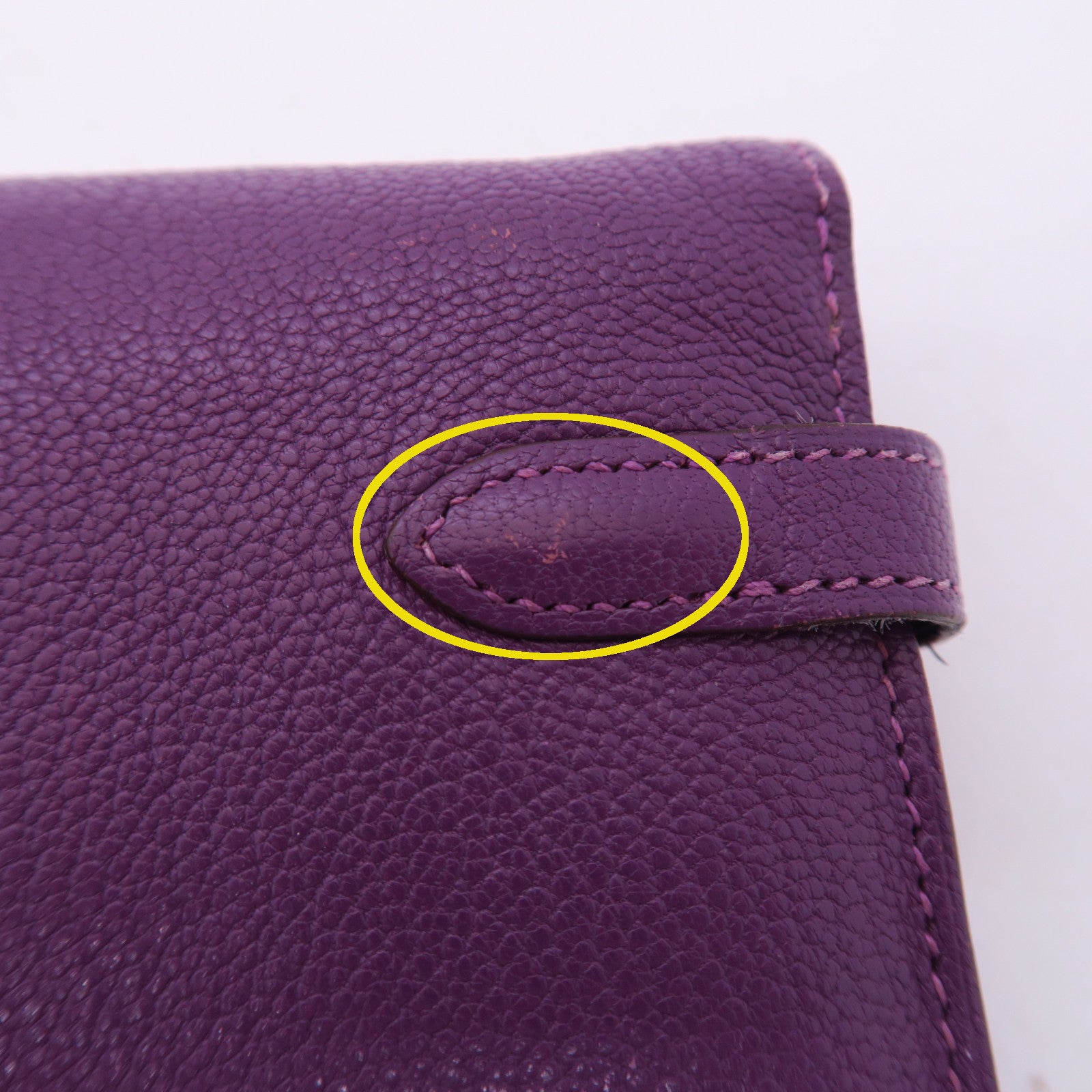HERMES 【激減優惠】Chevre皮革Kelly Long Wallet銀扣長錢包鱷魚紫色
