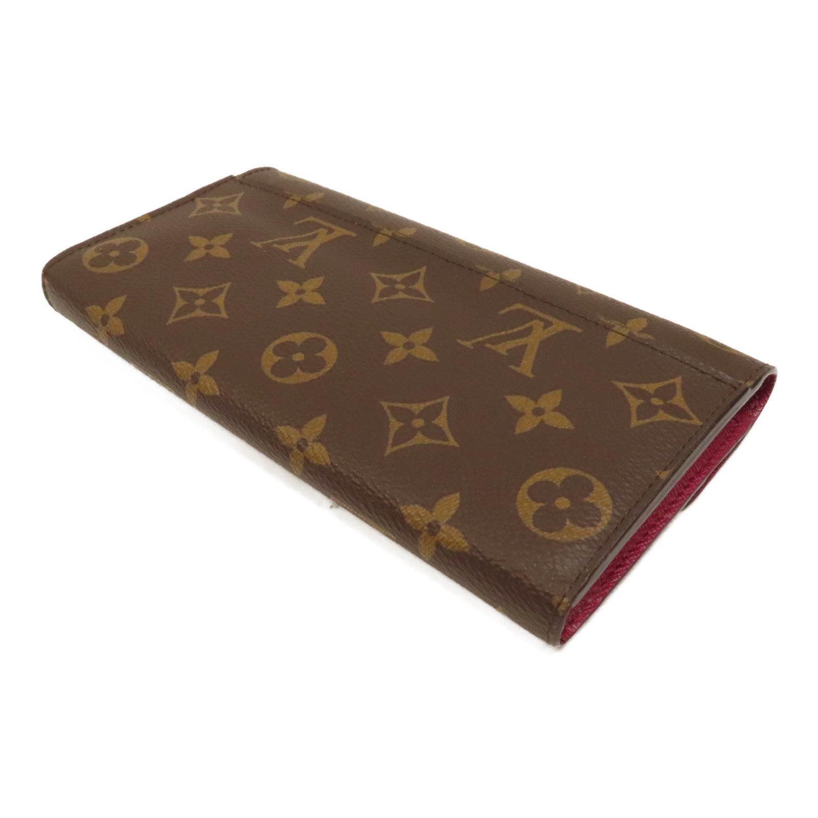LOUIS VUITTON Monogram Long Wallet金扣啪鈕長錢包啡色