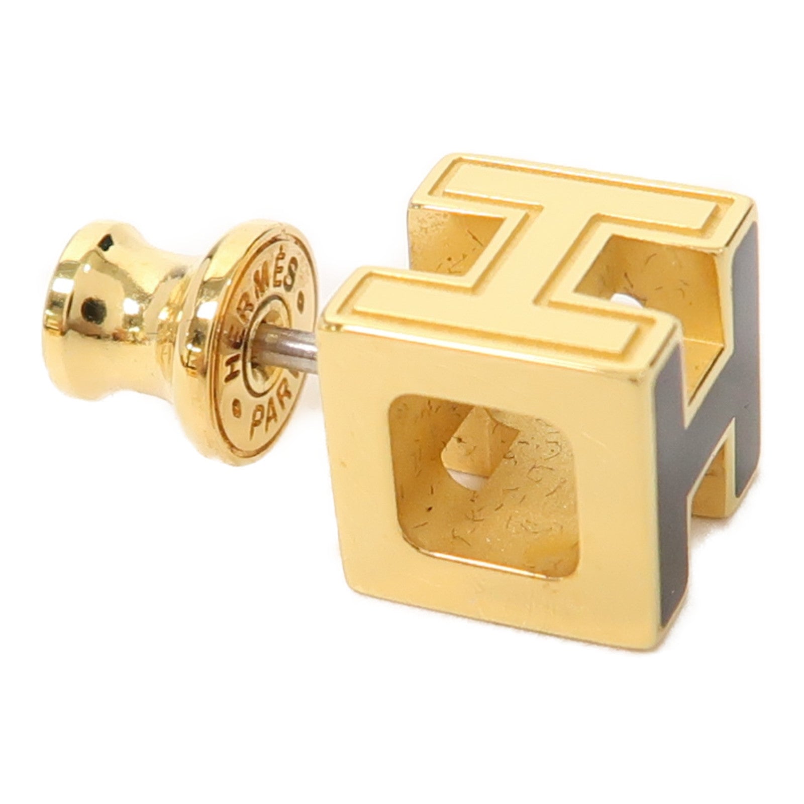 HERMES 金屬Cage D'H Earrings耳環黑色/金色