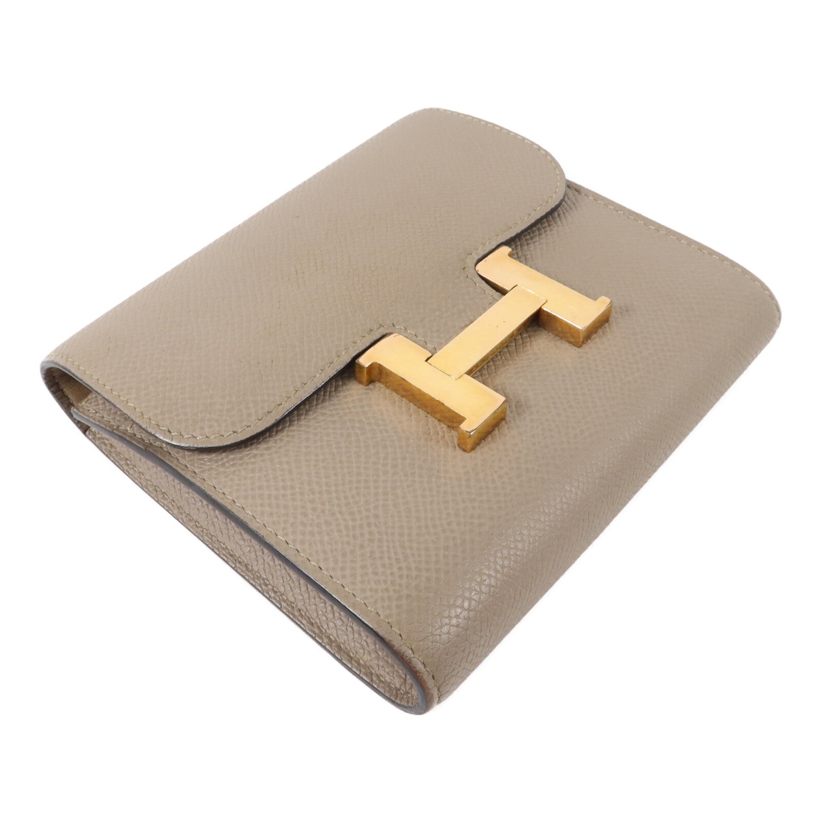 HERMES Epsom皮革Constance Compact Wallet錢包Gris Asphalte
