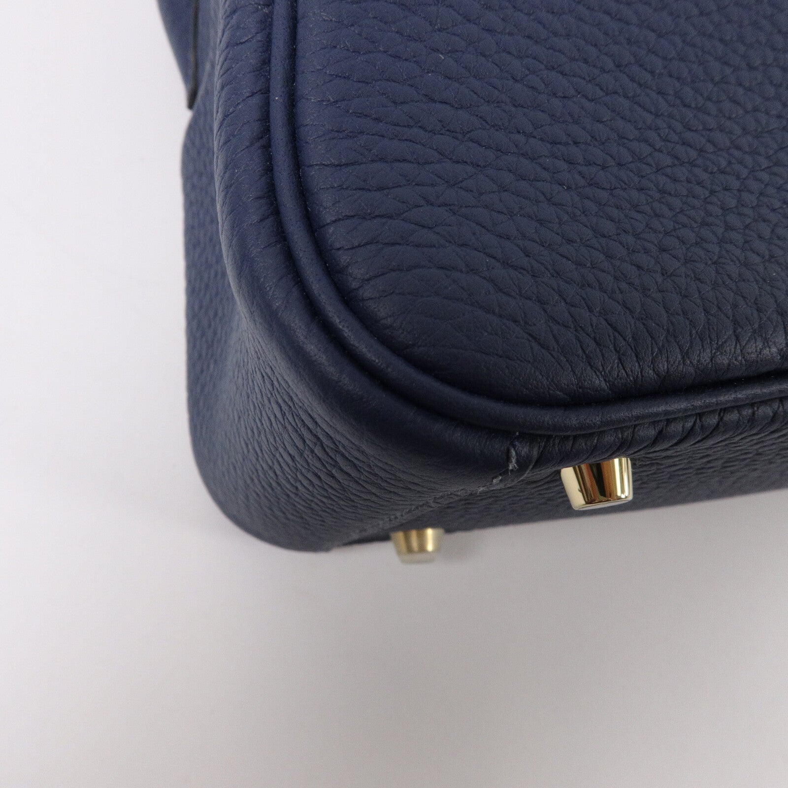 HERMES Clemence皮革Mini Lindy手挽肩背兩用袋Blue De Prusse