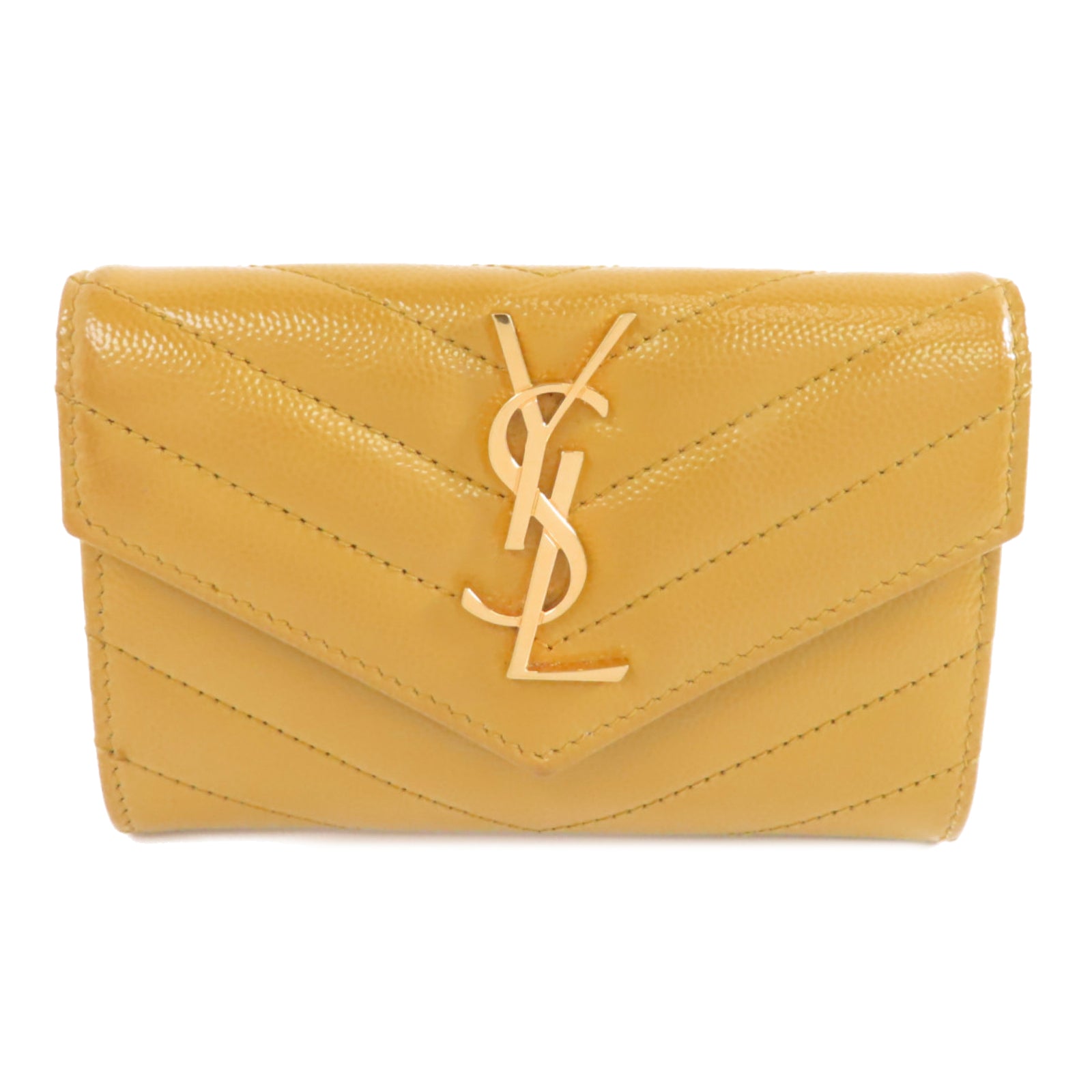 SAINT LAURENT 牛皮皮革Card Case金扣卡片套黃色