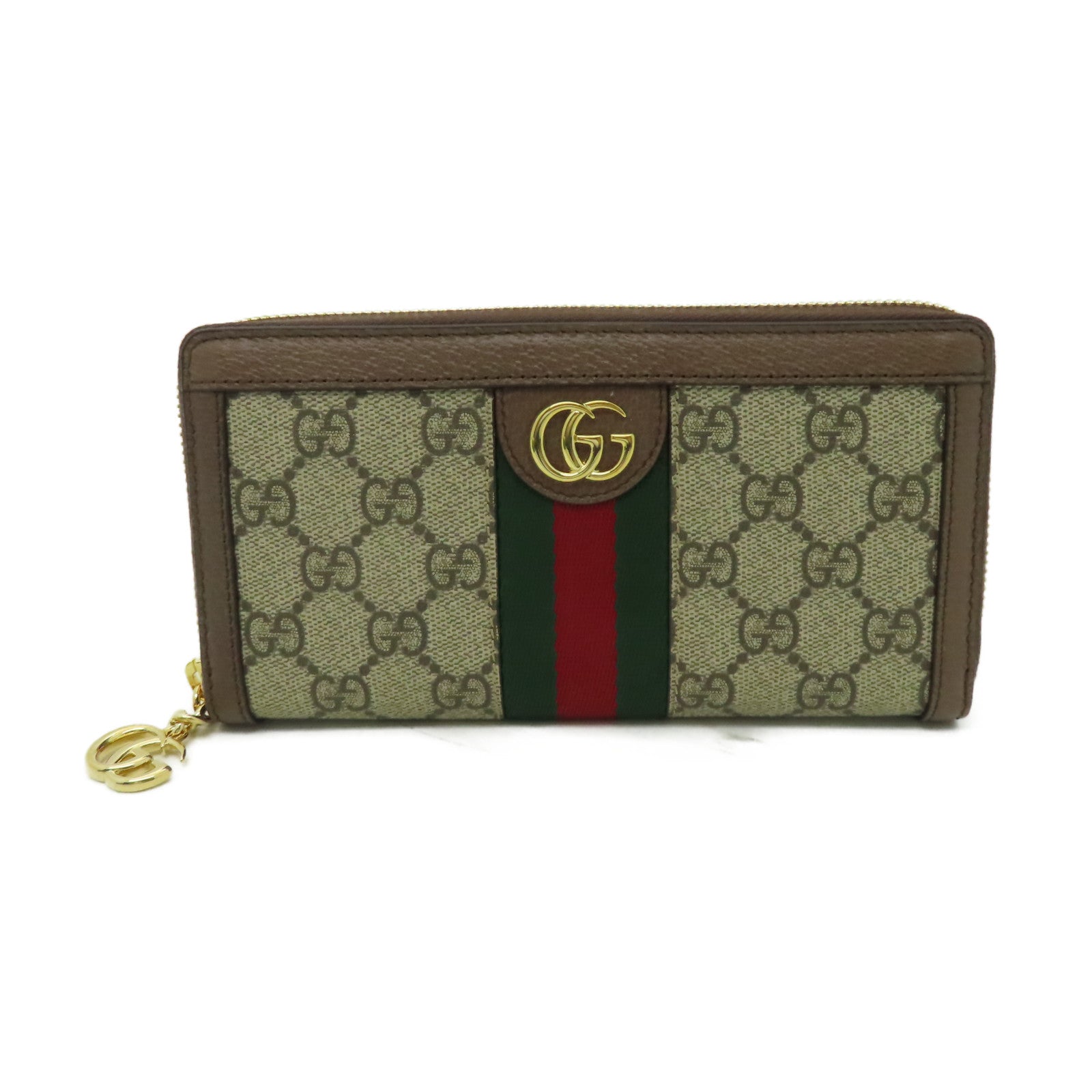 GUCCI 【激減優惠】塗層帆布Zipper Long Wallet金扣長錢包啡色