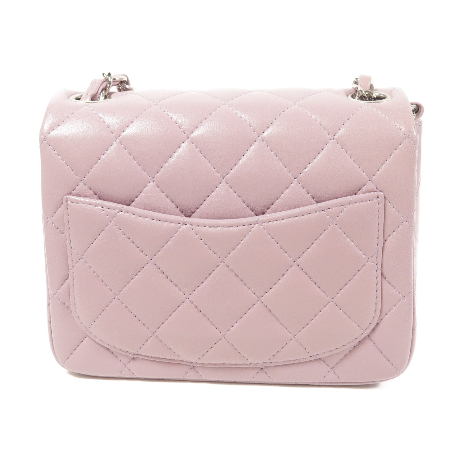 CHANEL 羊皮皮革Flap Bag 17cm銀扣鏈帶肩背袋