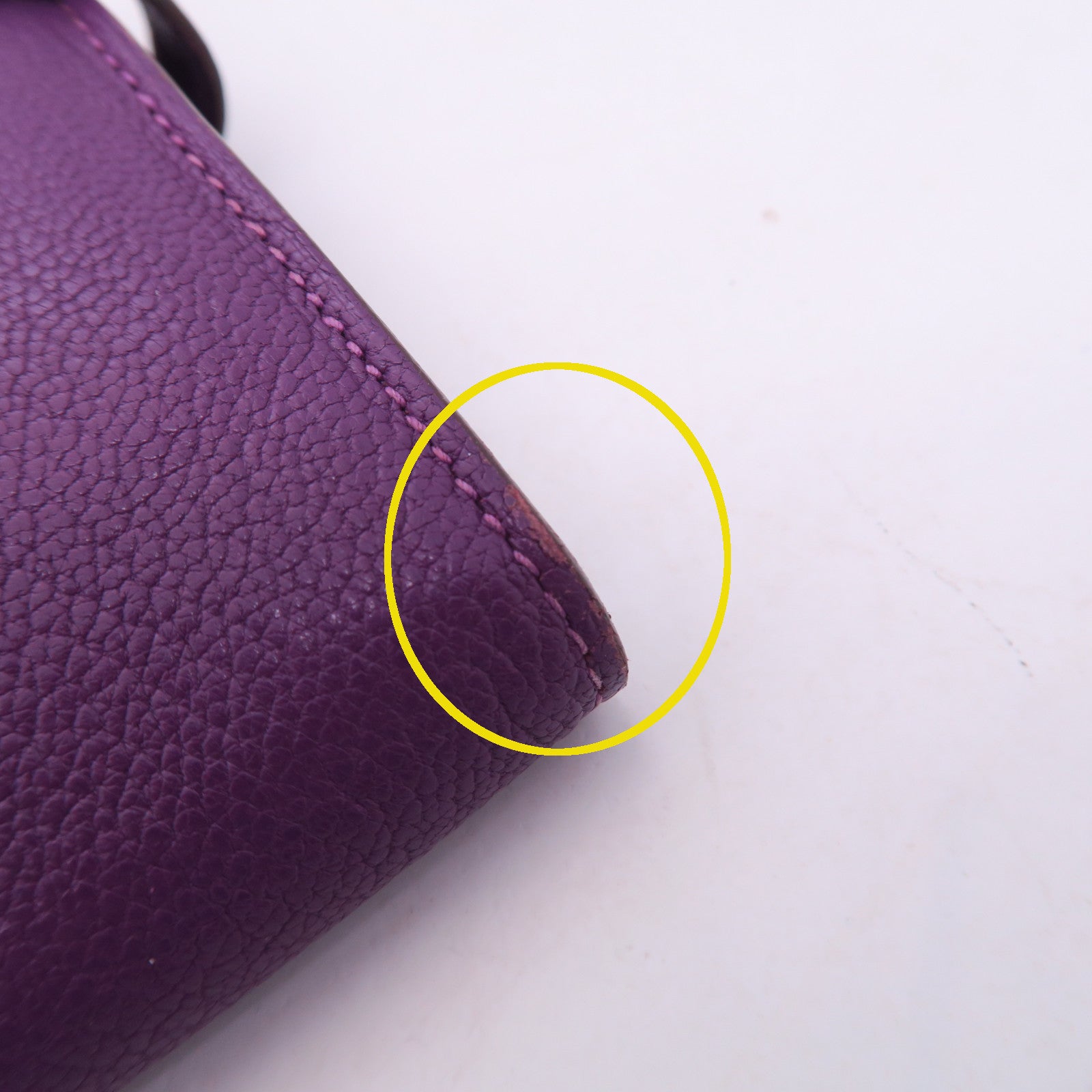 HERMES 【激減優惠】Chevre皮革Kelly Long Wallet銀扣長錢包鱷魚紫色