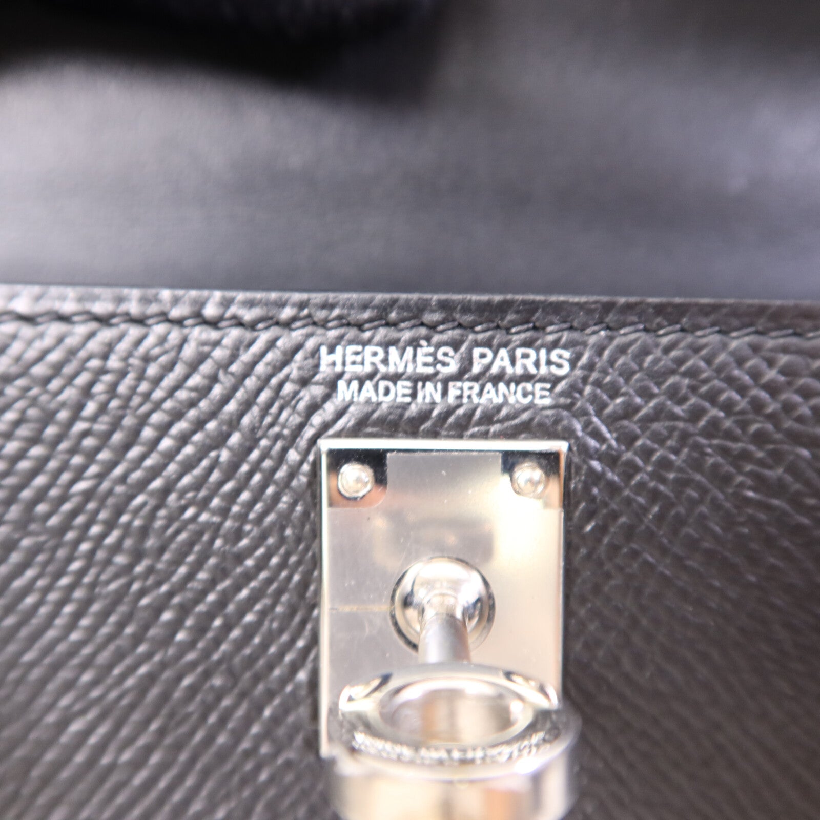 HERMES Epsom皮革Mini Kelly II銀扣手挽肩背兩用袋Noir