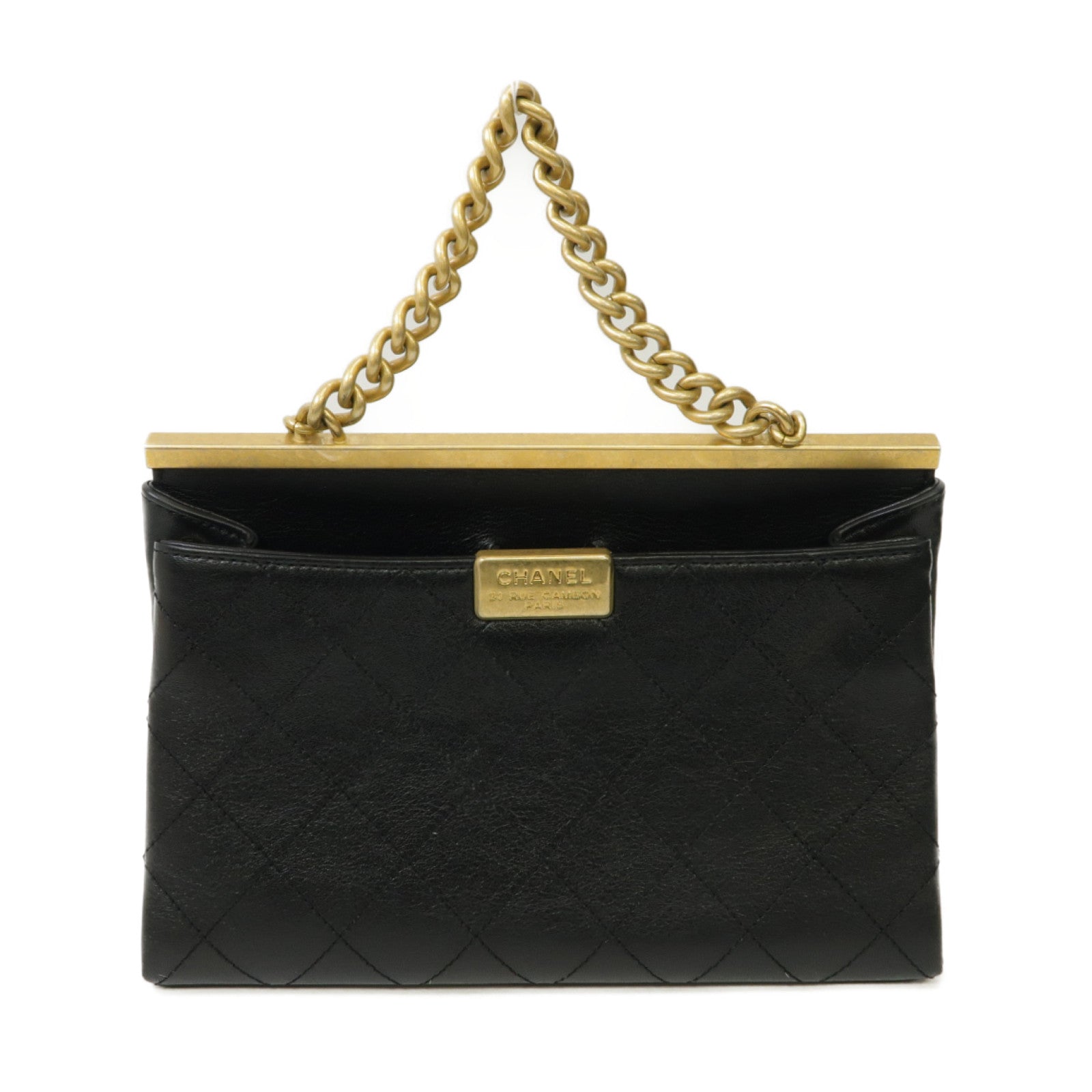 CHANEL 【激減優惠】菱格牛皮皮革Chain Shoulder Bag 金扣手挽肩背兩用袋黑色