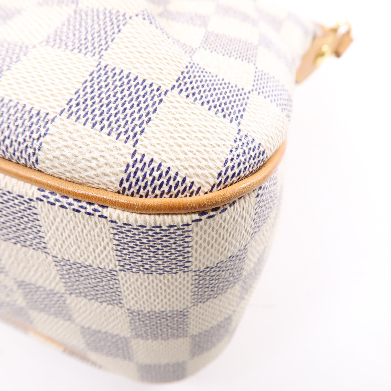 LOUIS VUITTON Damier Azur Siracusa金扣肩背袋白色