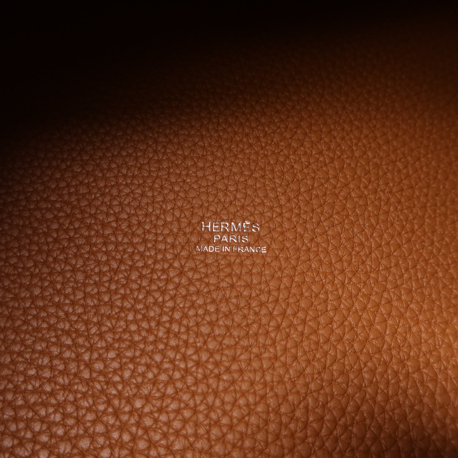 HERMES Clemence皮革Picotin GM銀扣手挽袋金色