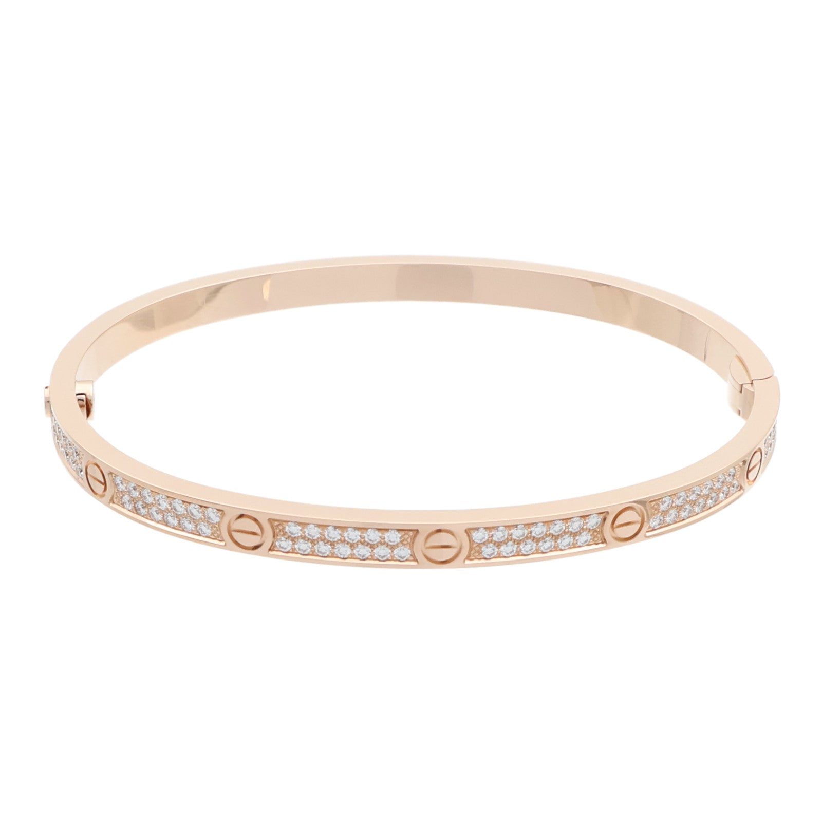 CARTIER 18K玫瑰金Love Bangle SM Paved鑽石手鐲Cartier#16