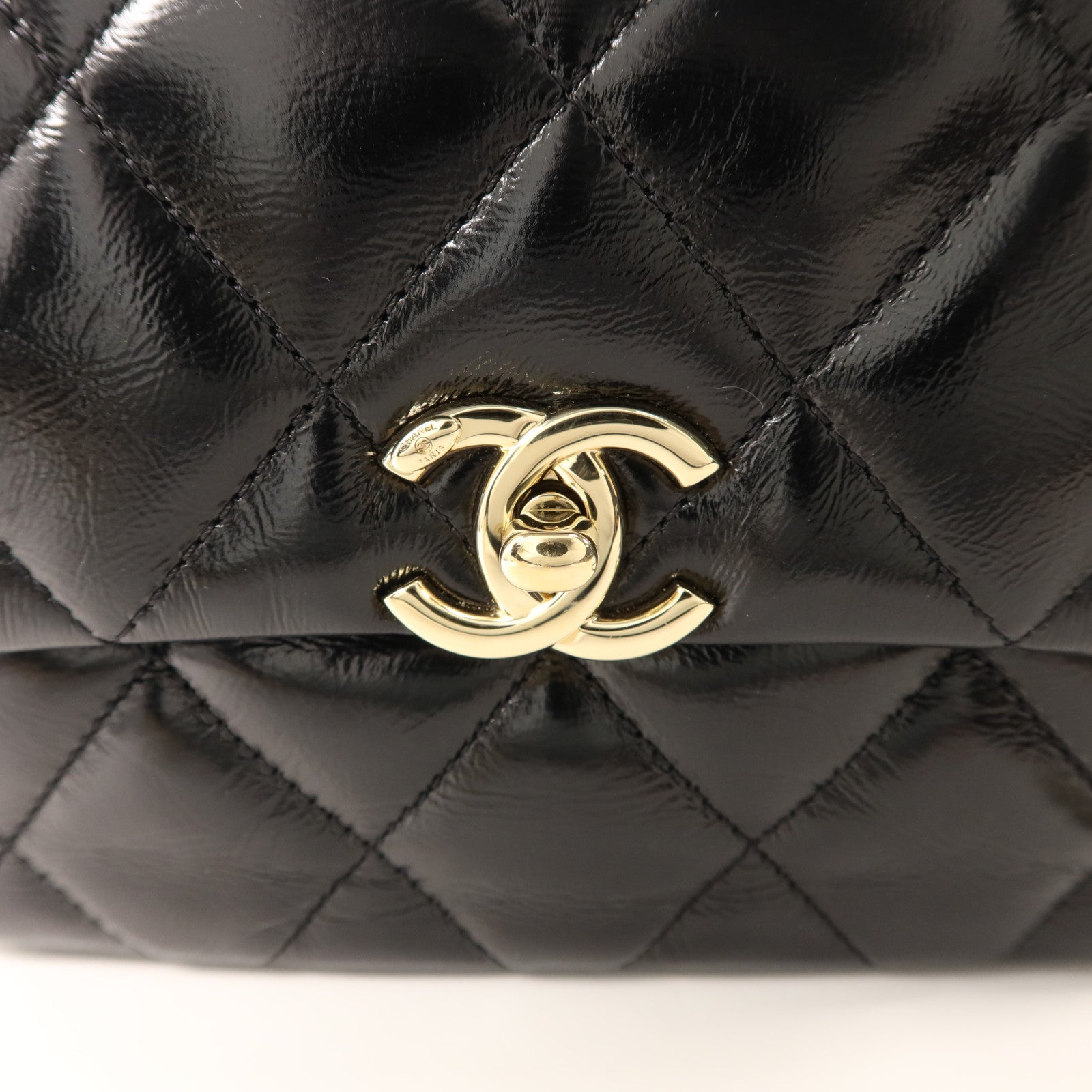 CHANEL 牛皮皮革Mini Flap With Handle金扣鏈帶手挽肩背兩用袋