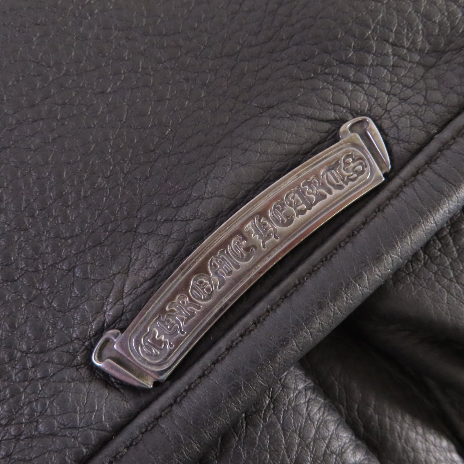 CHROME HEARTS 牛皮皮革Shoulder Bag銀扣肩背袋黑色