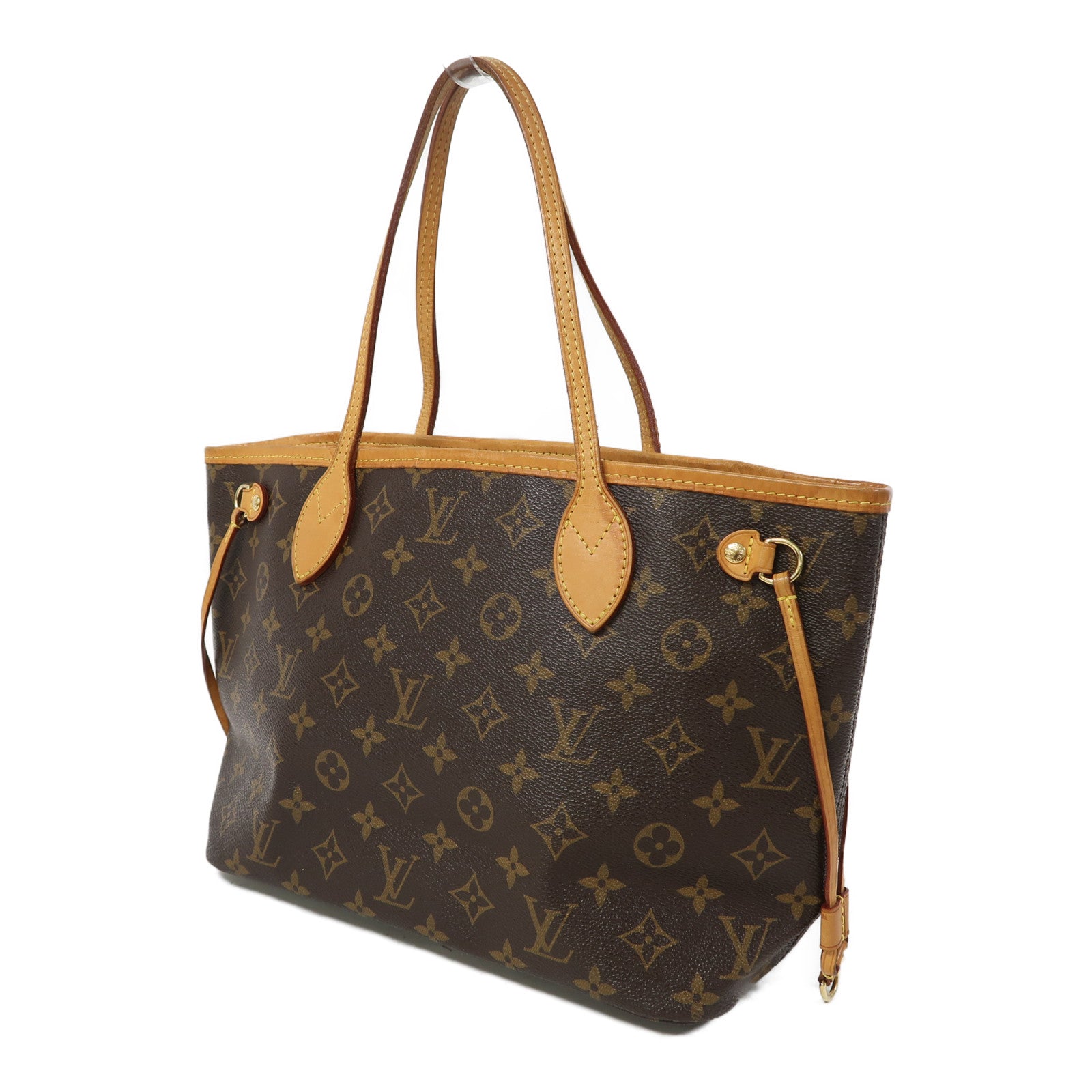 LOUIS VUITTON Monogram Neverfull PM金扣肩背袋啡色