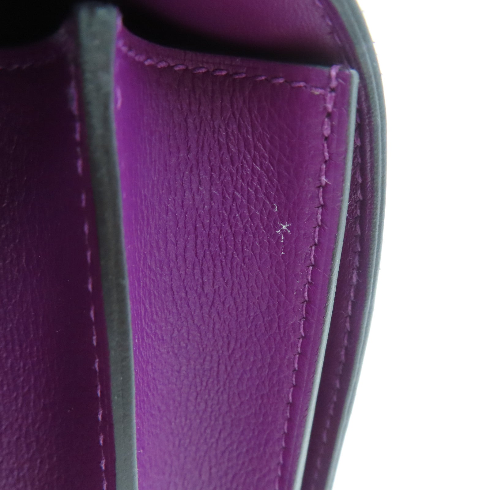 HERMES Evercolor Leather Constance 24 Gold Buckle Shoulder Bag Anemone/Purple