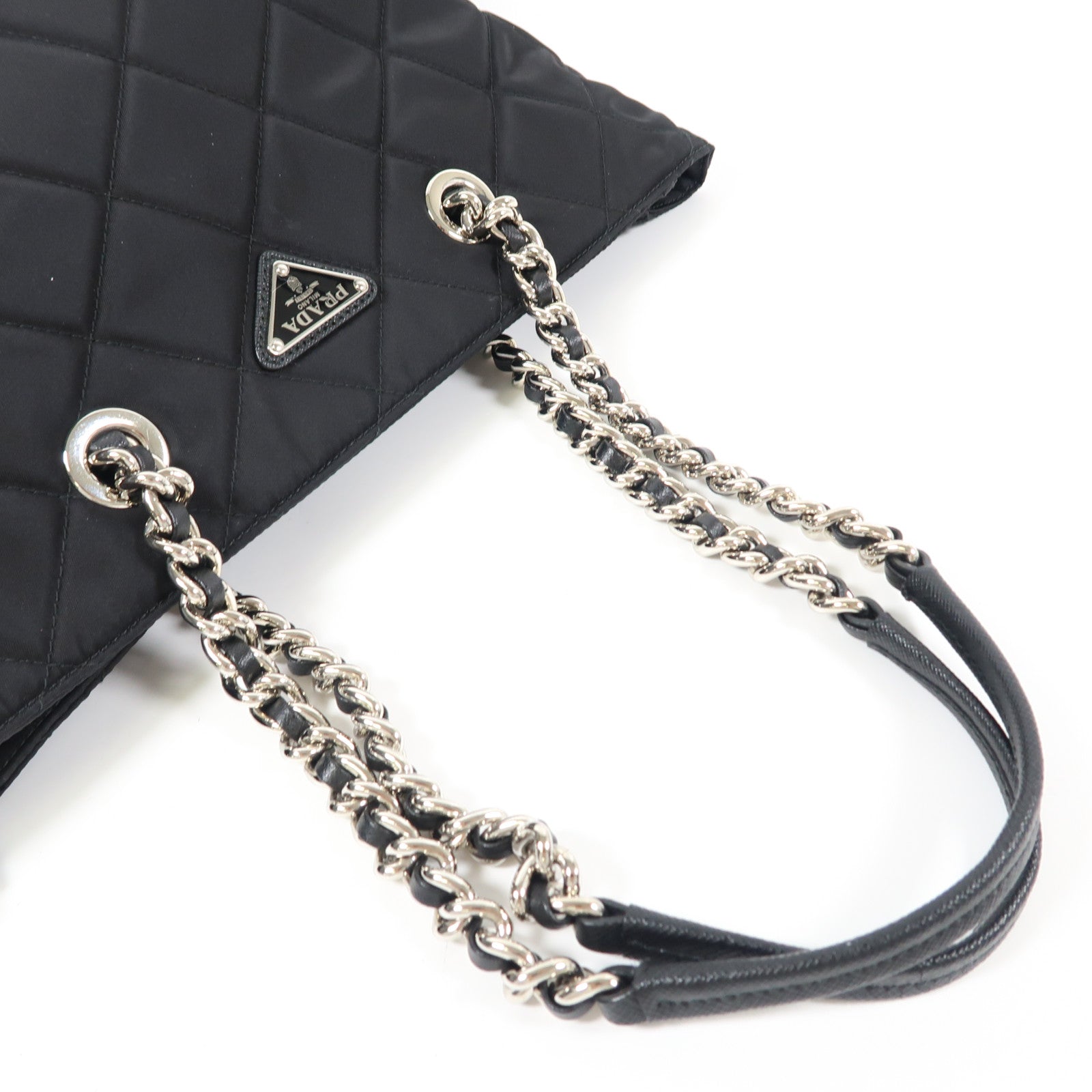 PRADA 尼龍Shoulder Bag銀扣鏈帶肩背袋