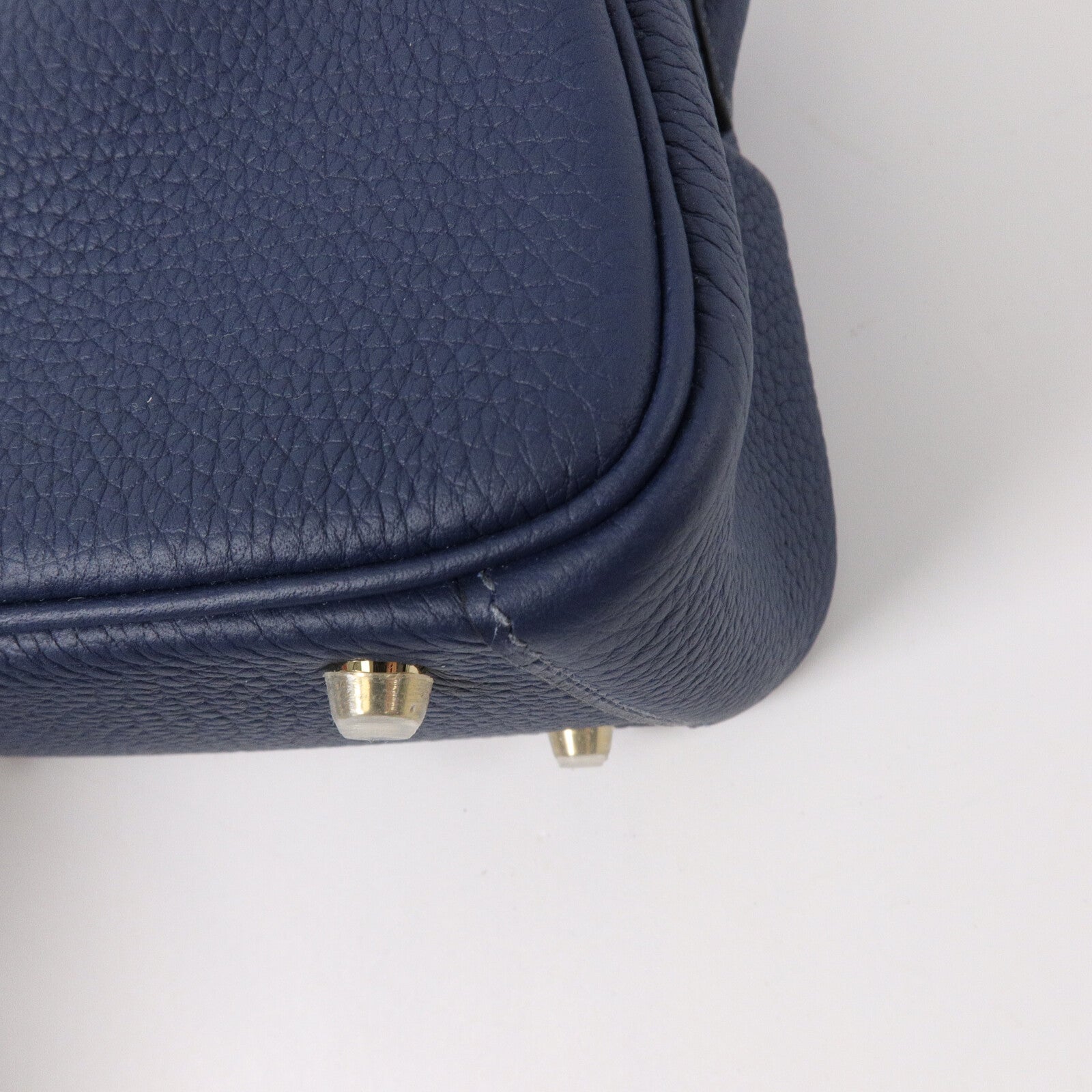 HERMES Clemence皮革Mini Lindy手挽肩背兩用袋Blue De Prusse