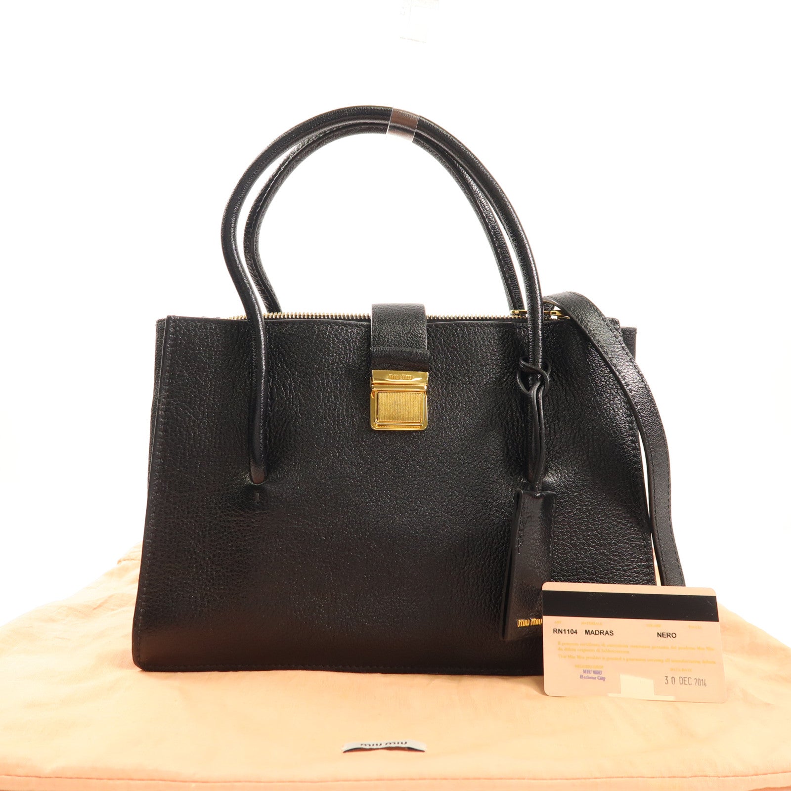 Miu Miu 牛皮皮革2 Way Shoulder金扣手挽肩背兩用袋