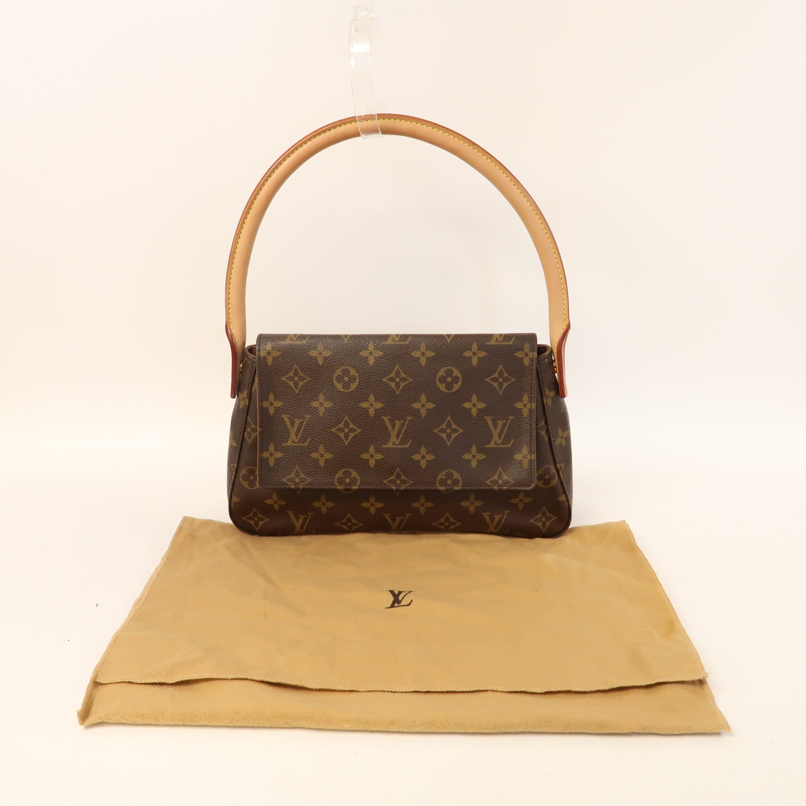 LOUIS VUITTON Monogram Mini Looping金扣肩背袋啡色