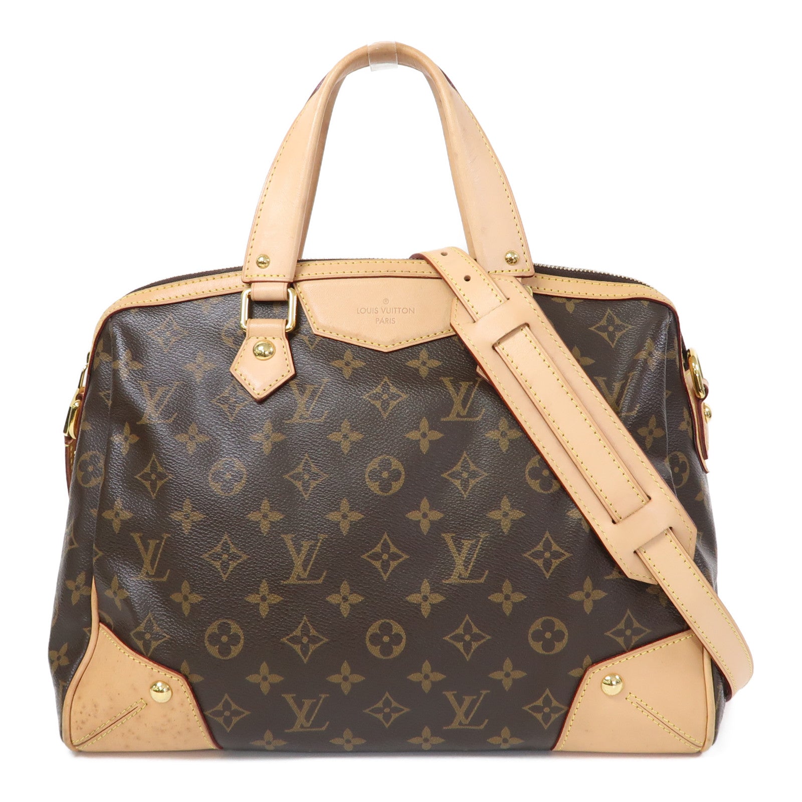 LOUIS VUITTON Monogram Retiro PM金扣手挽肩背兩用袋啡色
