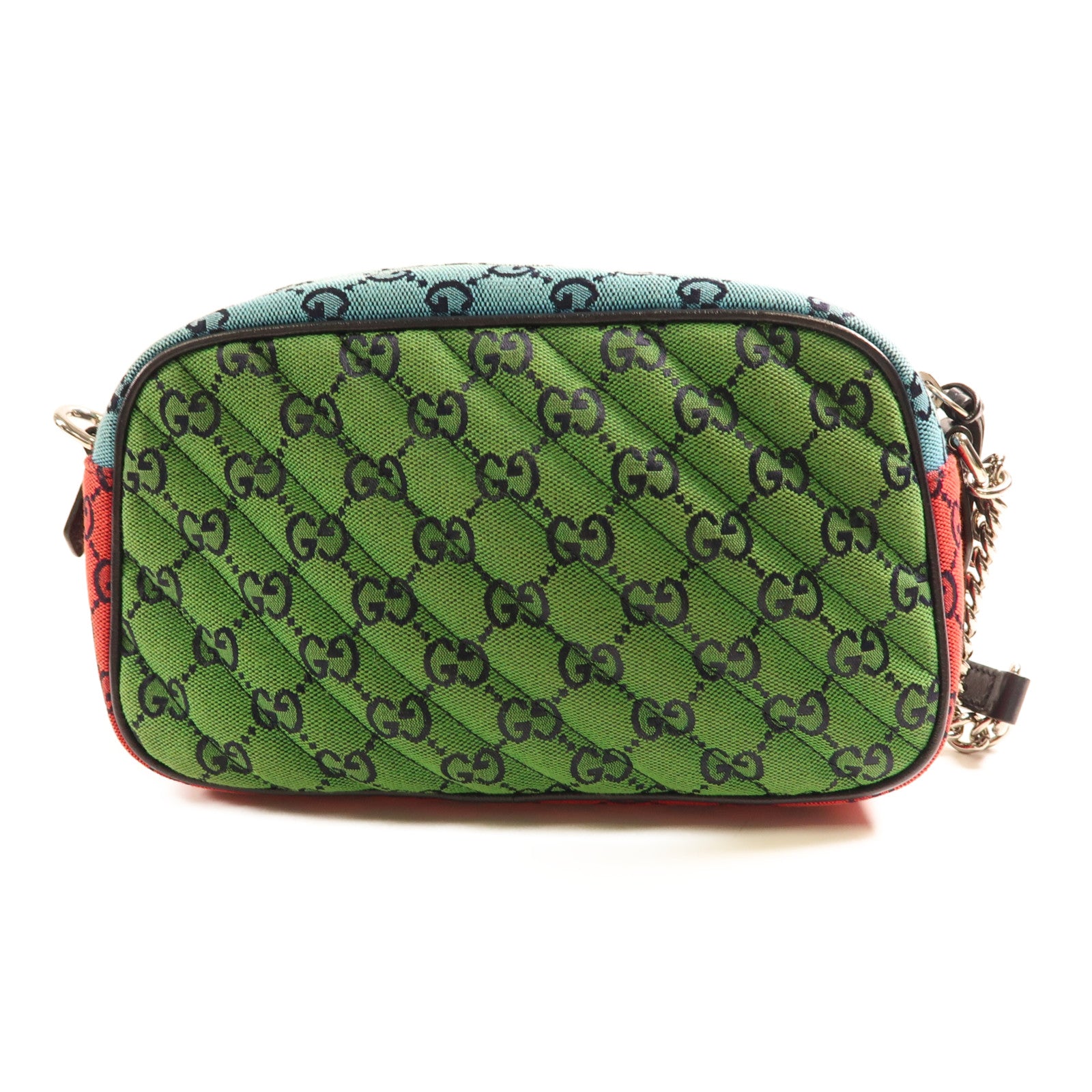 GUCCI 帆布GG Marmont銀扣肩背袋