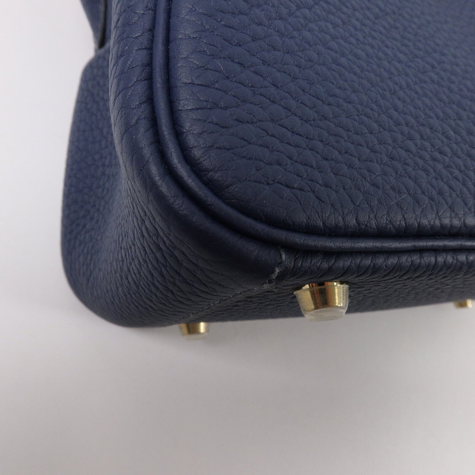HERMES Clemence皮革Mini Lindy手挽肩背兩用袋Blue De Prusse