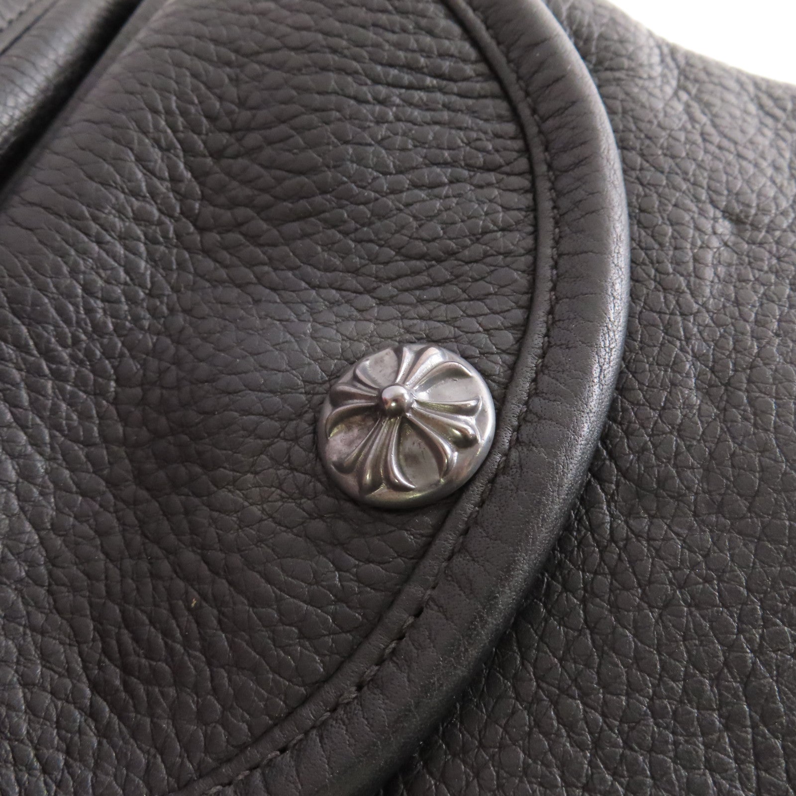 CHROME HEARTS 牛皮皮革Shoulder Bag銀扣肩背袋黑色