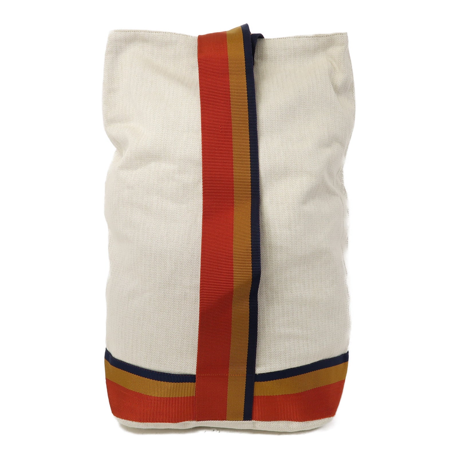 HERMES 帆布Backpack銀扣背包米色