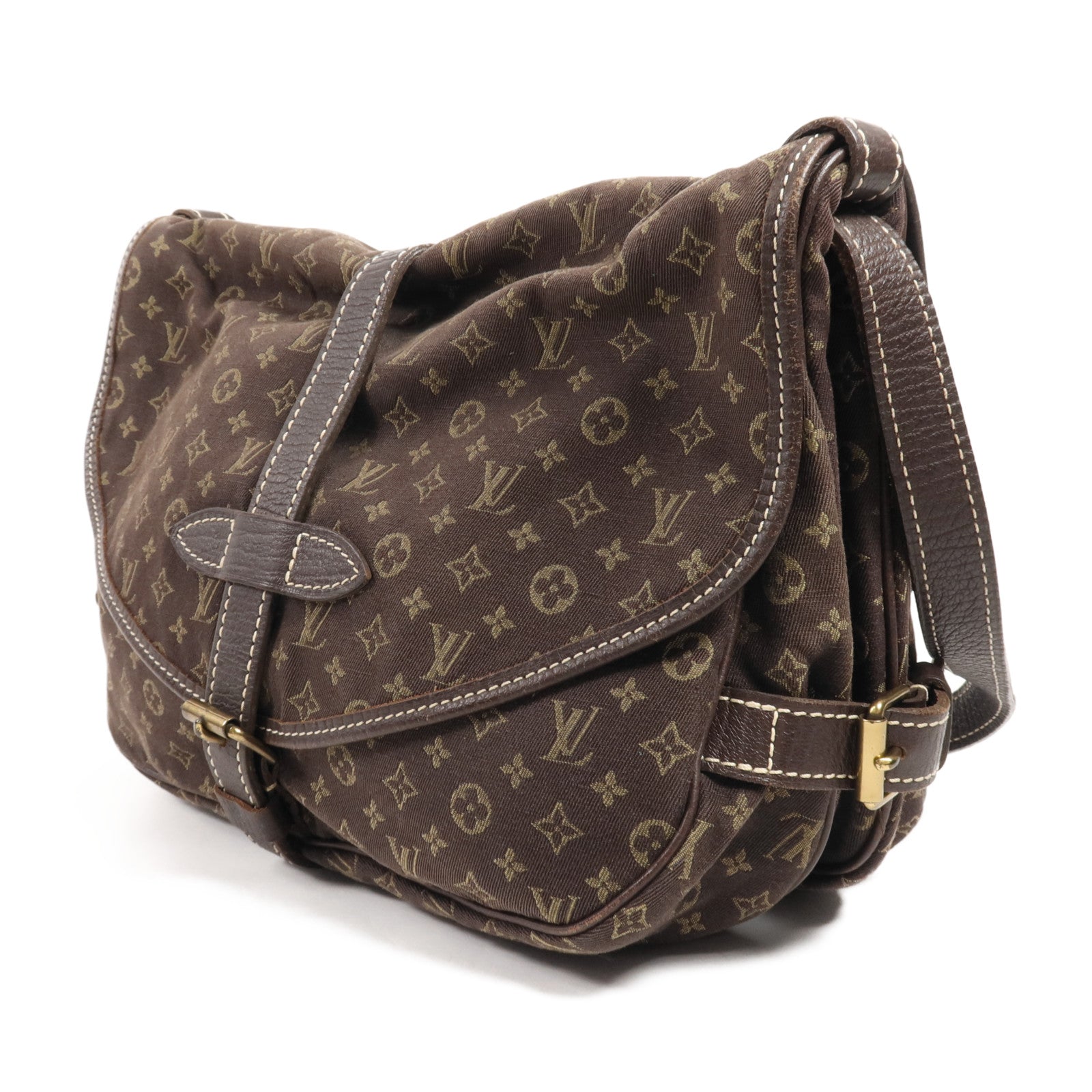 LOUIS VUITTON Monogram Mini Lin Saumur 30金扣肩背袋