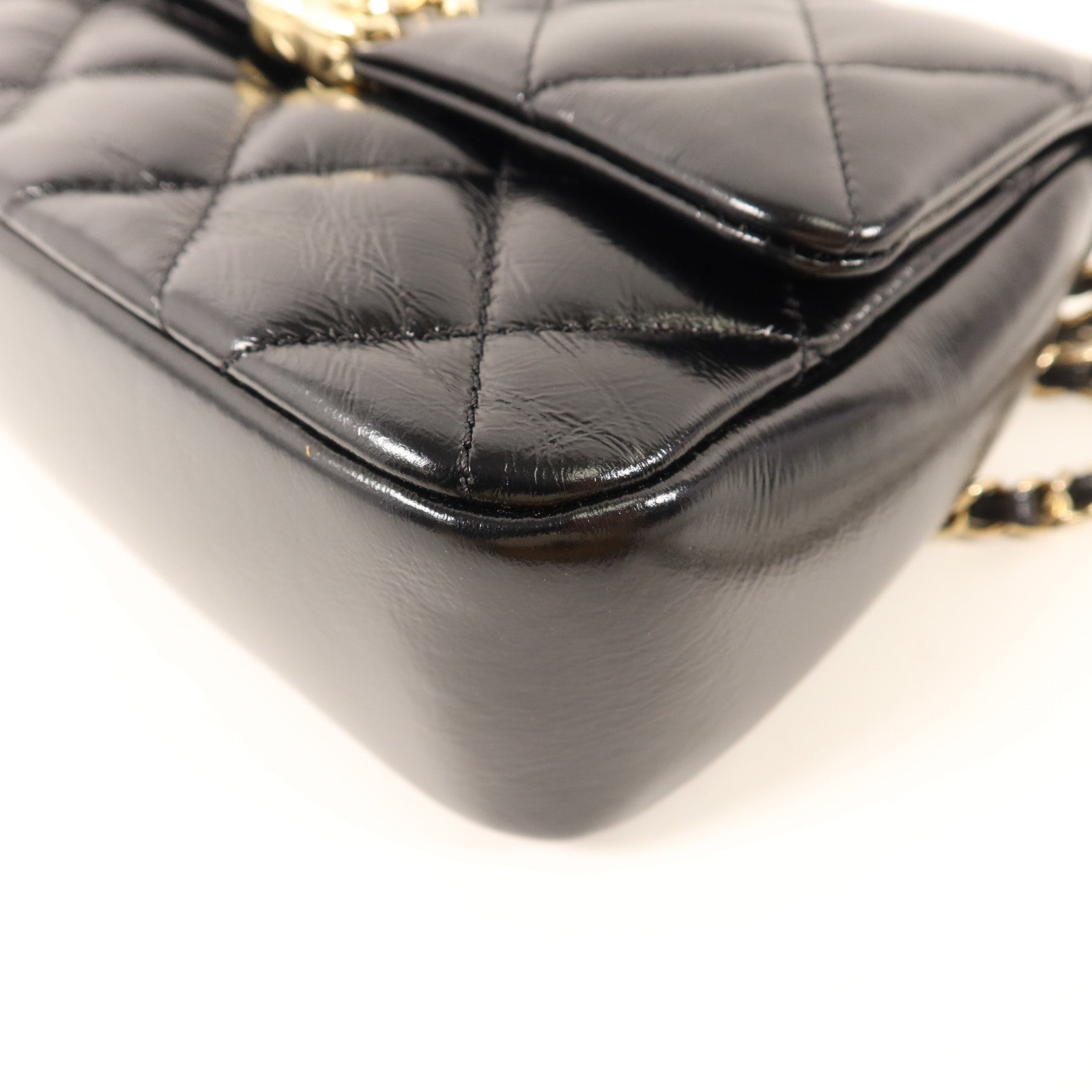 CHANEL 牛皮皮革Mini Flap With Handle金扣鏈帶手挽肩背兩用袋