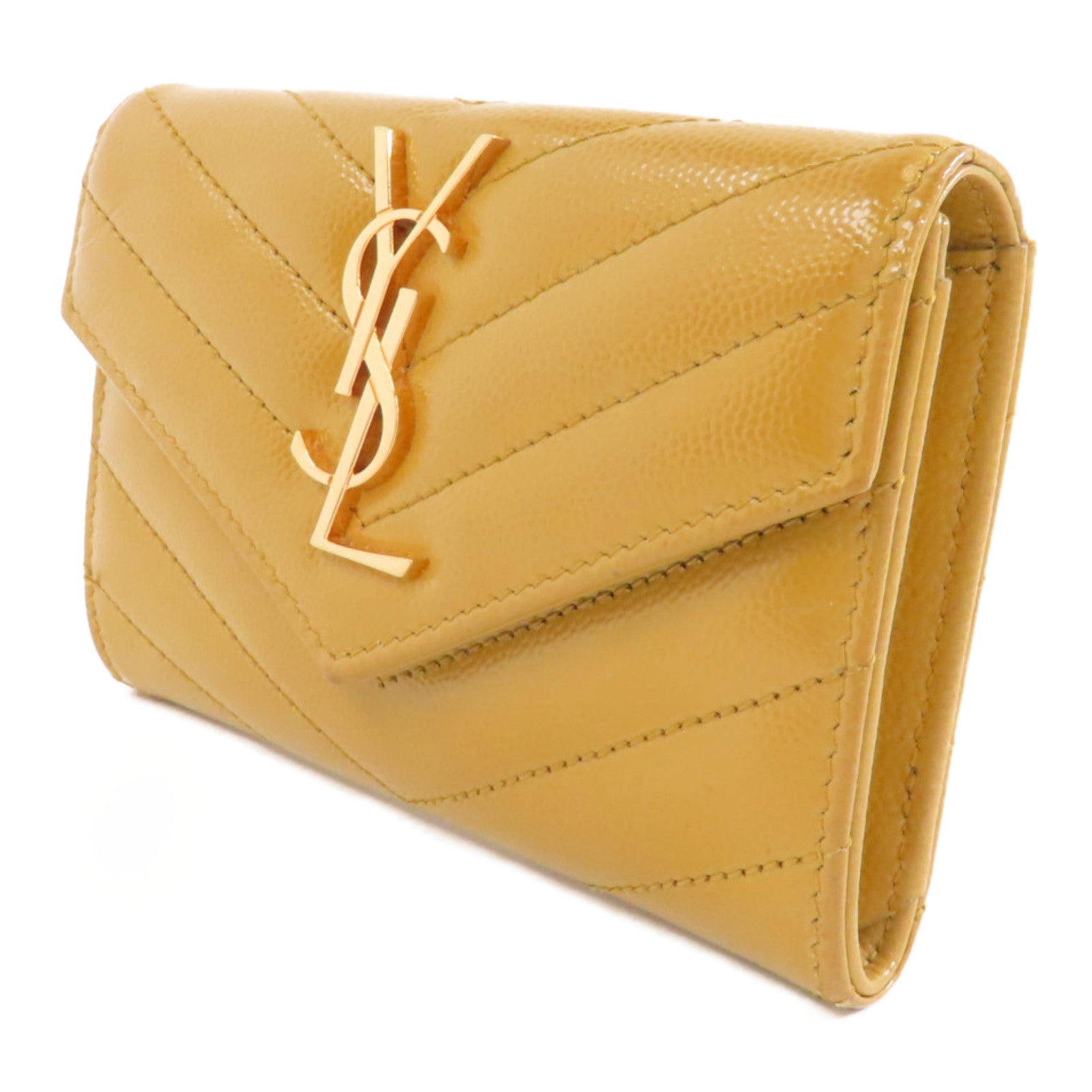 SAINT LAURENT 牛皮皮革Card Case金扣卡片套黃色