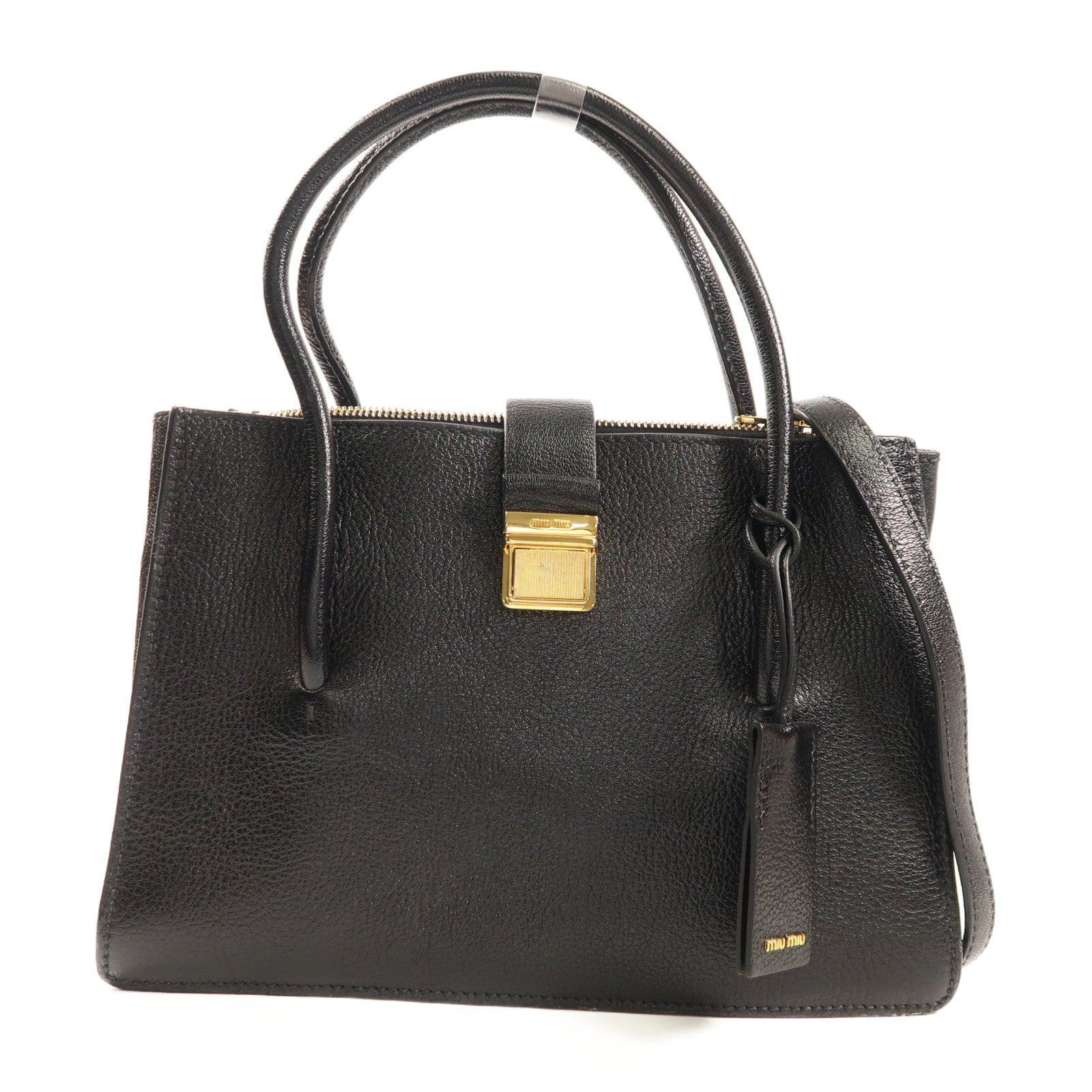 Miu Miu 牛皮皮革2 Way Shoulder金扣手挽肩背兩用袋