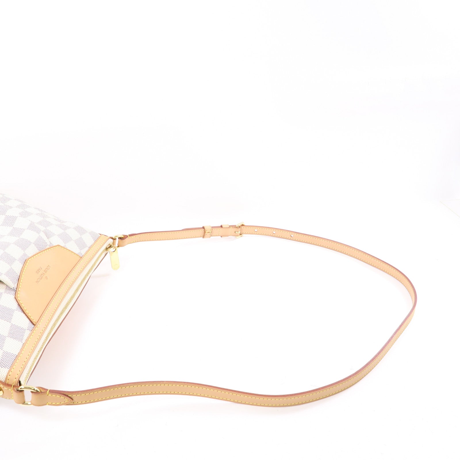 LOUIS VUITTON Damier Azur Siracusa金扣肩背袋白色