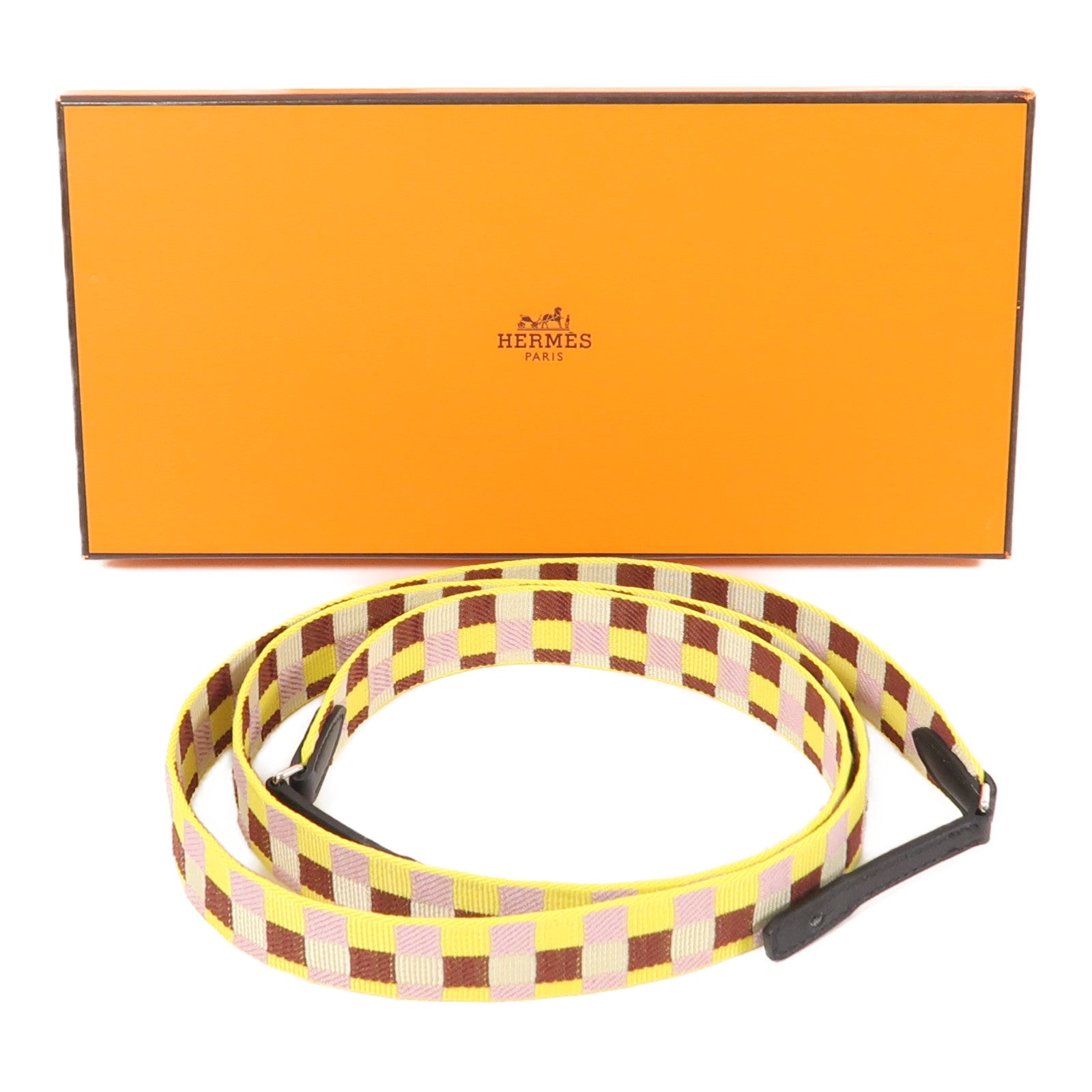 HERMES 帆布Shoulder Strap銀扣肩背帶