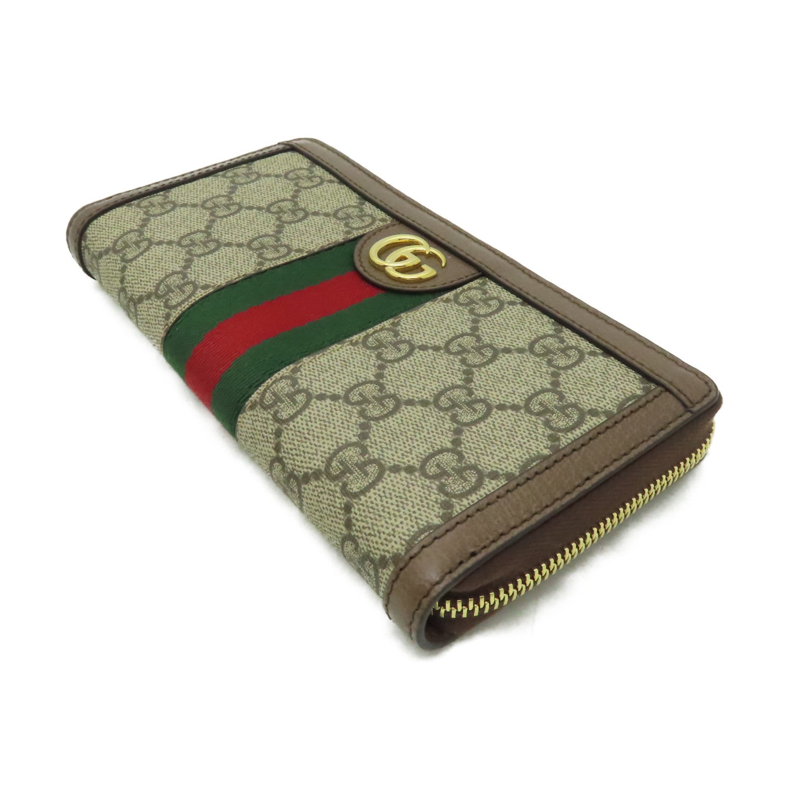 GUCCI 【激減優惠】塗層帆布Zipper Long Wallet金扣長錢包啡色