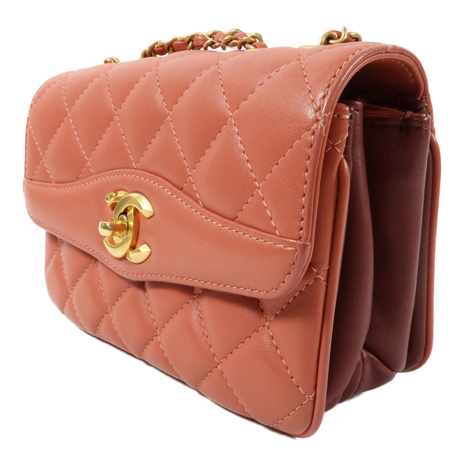 CHANEL 羊皮皮革Chain Shoulder金扣鏈帶肩背袋
