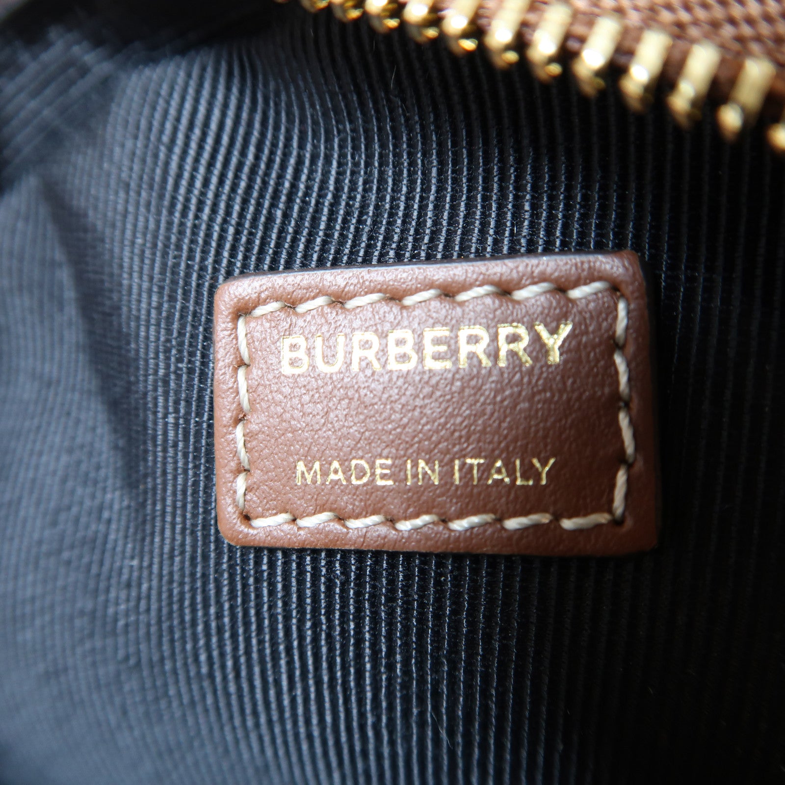 BURBERRY 牛皮皮革/帆布Louise Bag金扣肩背袋米色/啡色
