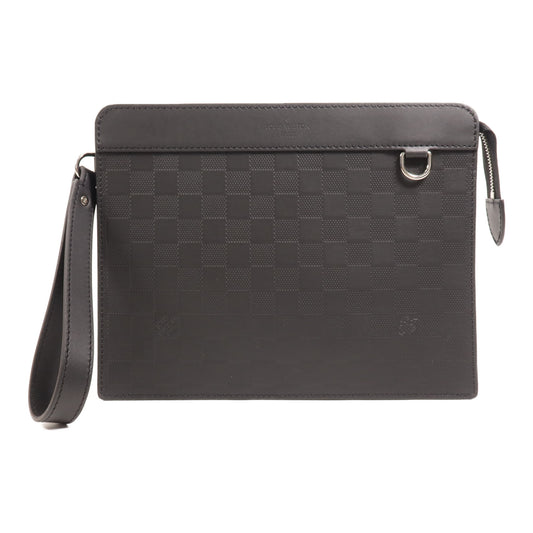 LOUIS VUITTON Damier Infini Stand Pouch銀扣手拿包