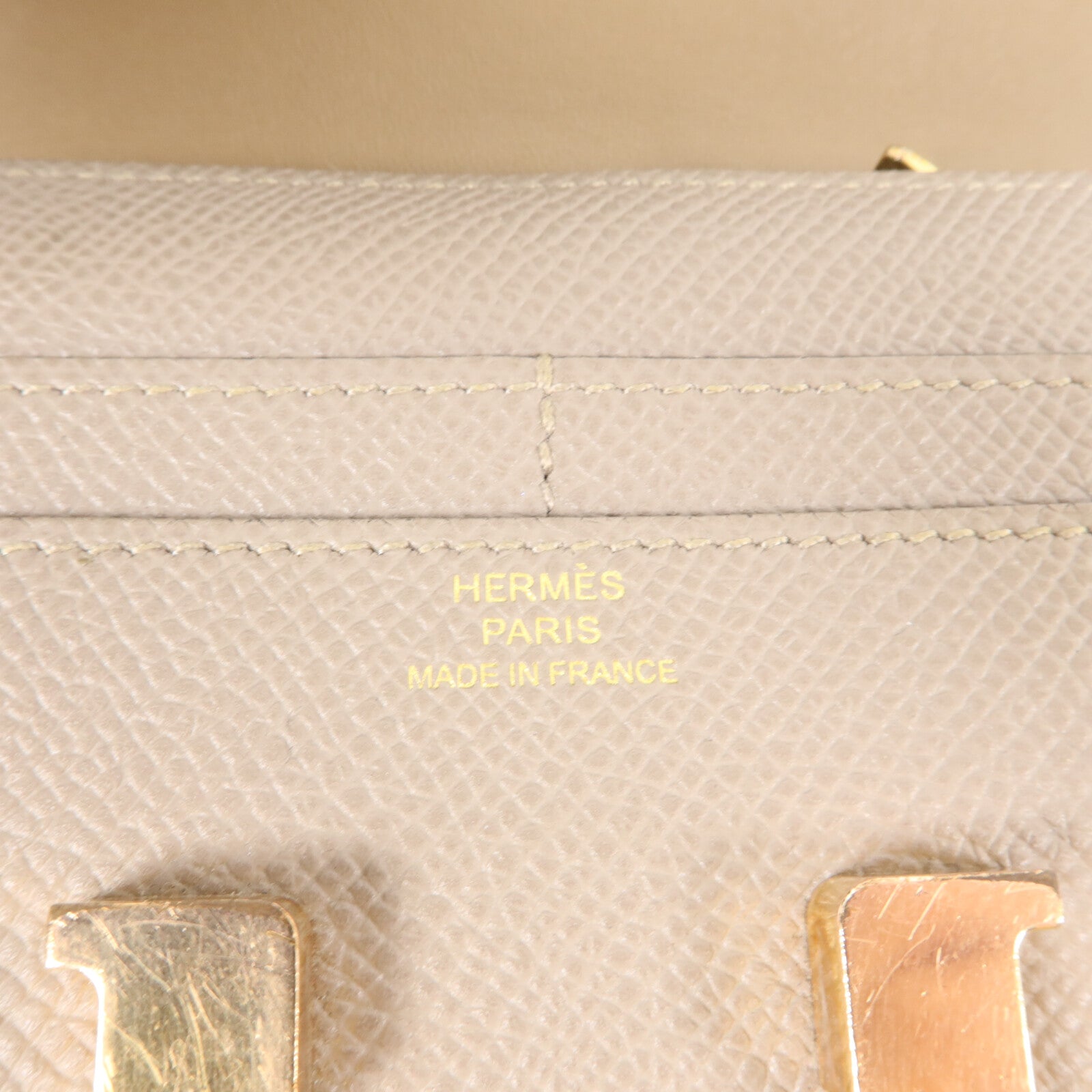 HERMES Epsom皮革Constance Compact Wallet錢包Gris Asphalte