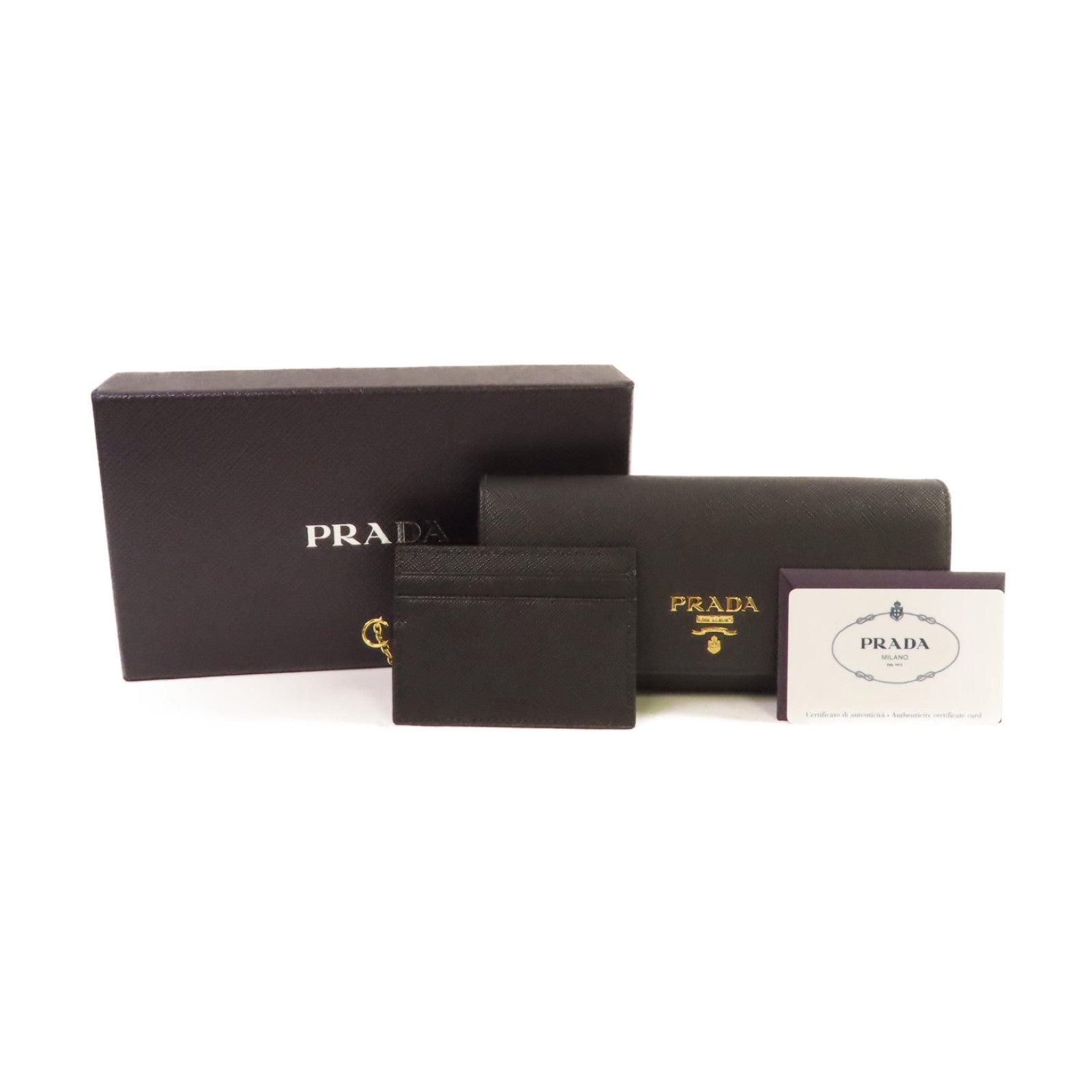 PRADA 【激減優惠】Saffiano皮革Long Wallet金扣長錢包黑色