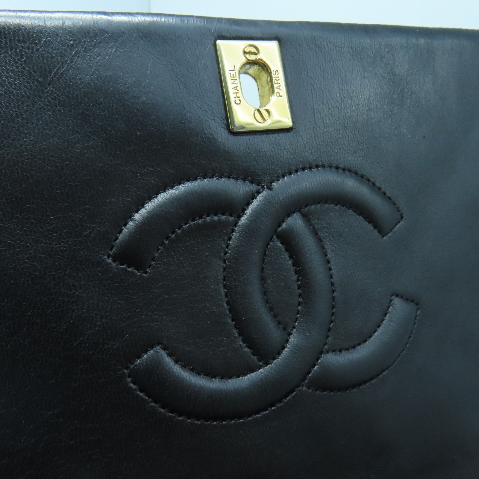 CHANEL rhombic sheepskin leather Chain Shoulder gold buckle shoulder bag black