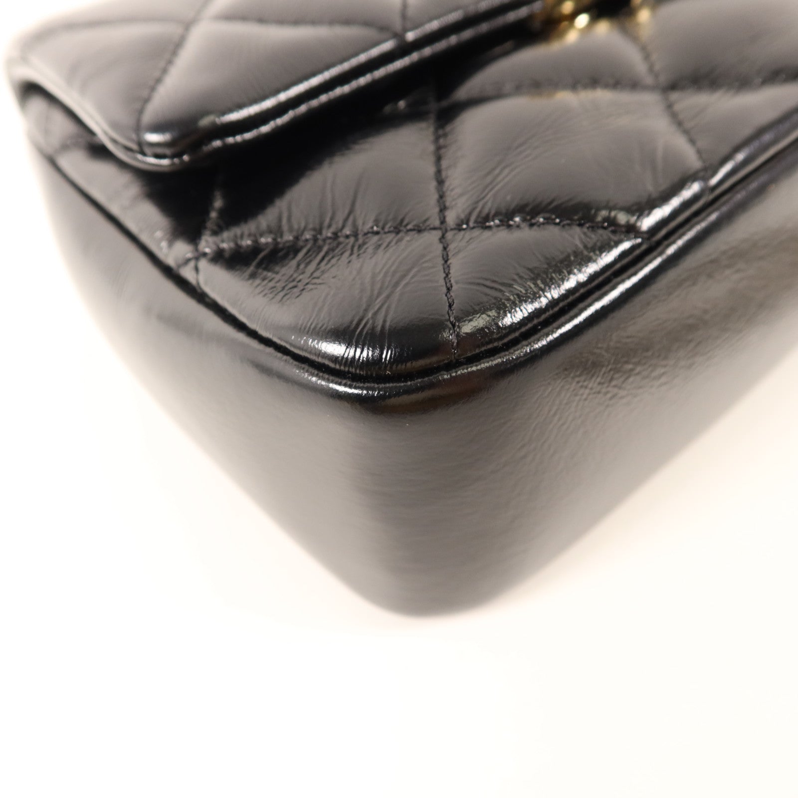 CHANEL 牛皮皮革Mini Flap With Handle金扣鏈帶手挽肩背兩用袋