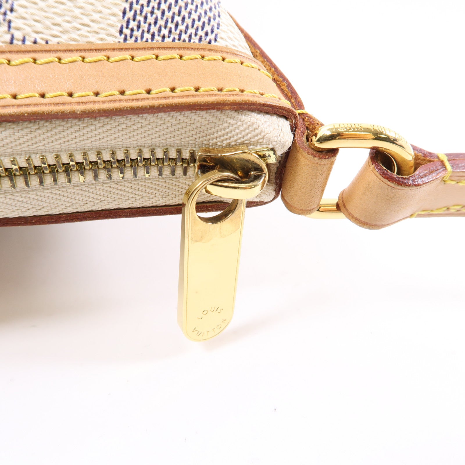 LOUIS VUITTON Damier Azur Siracusa金扣肩背袋白色