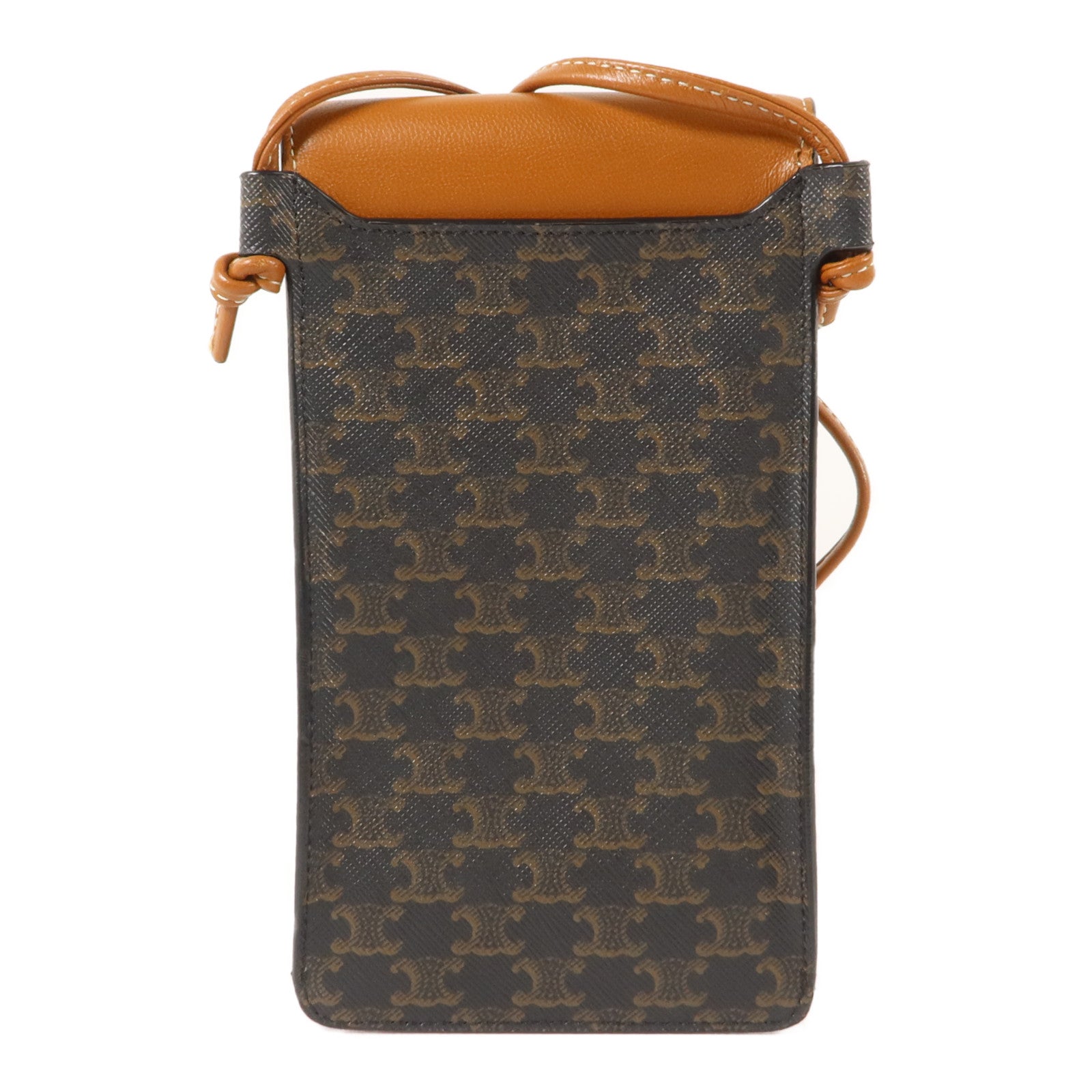 CELINE 塗層帆布/羊皮皮革Triomphe Phone Case電話肩背袋