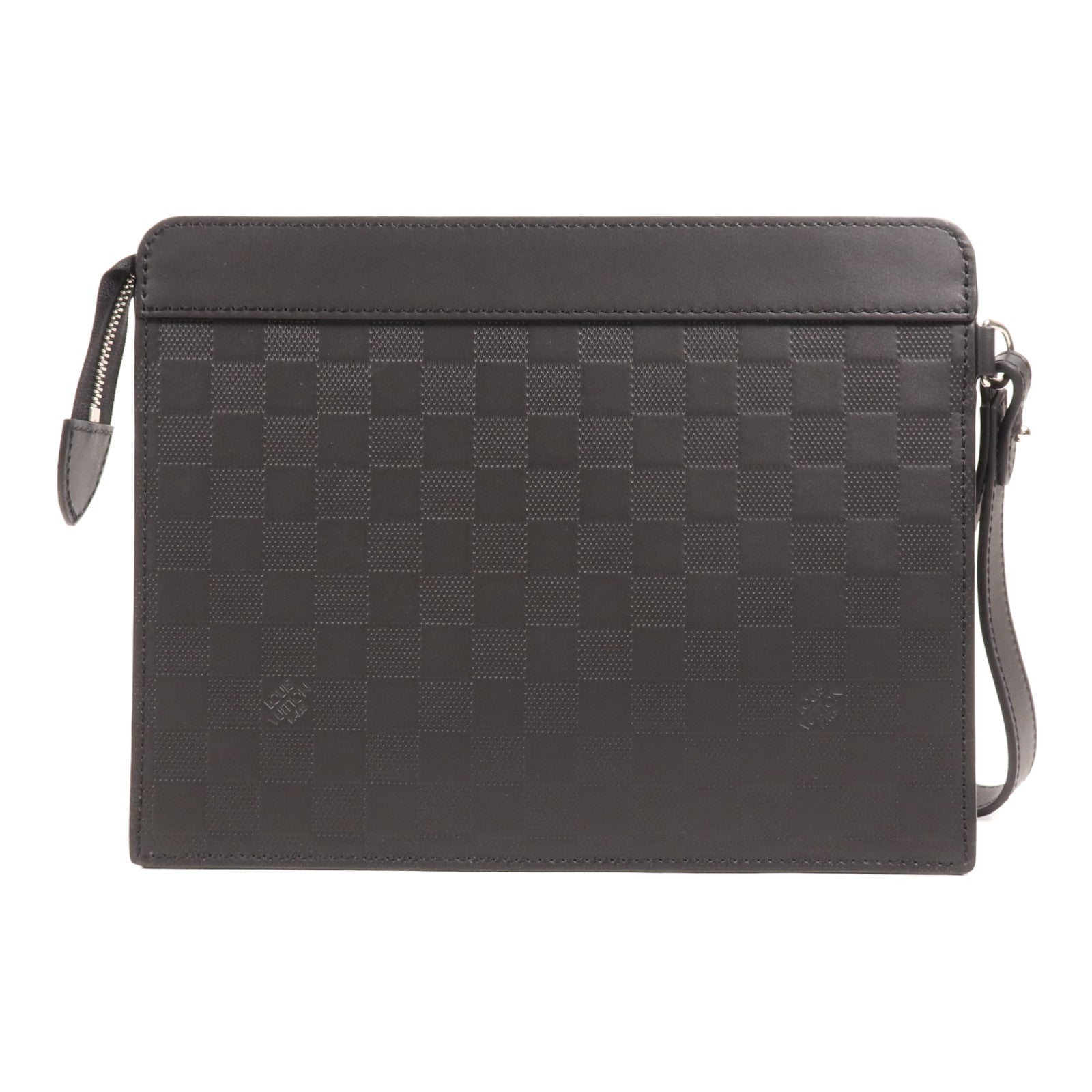 LOUIS VUITTON Damier Infini Stand Pouch銀扣手拿包